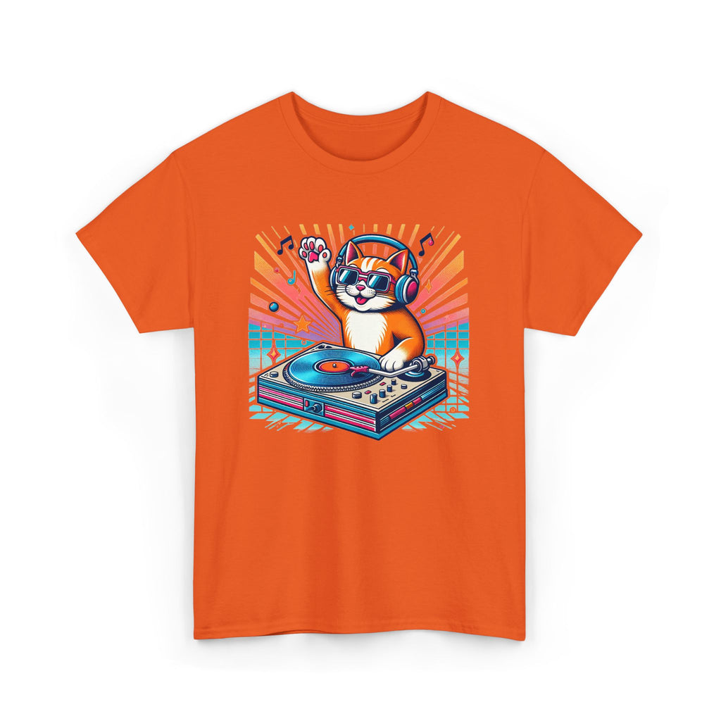 DJ Cat Turntable T-Shirt — Retro Music Cat Graphic Tee
