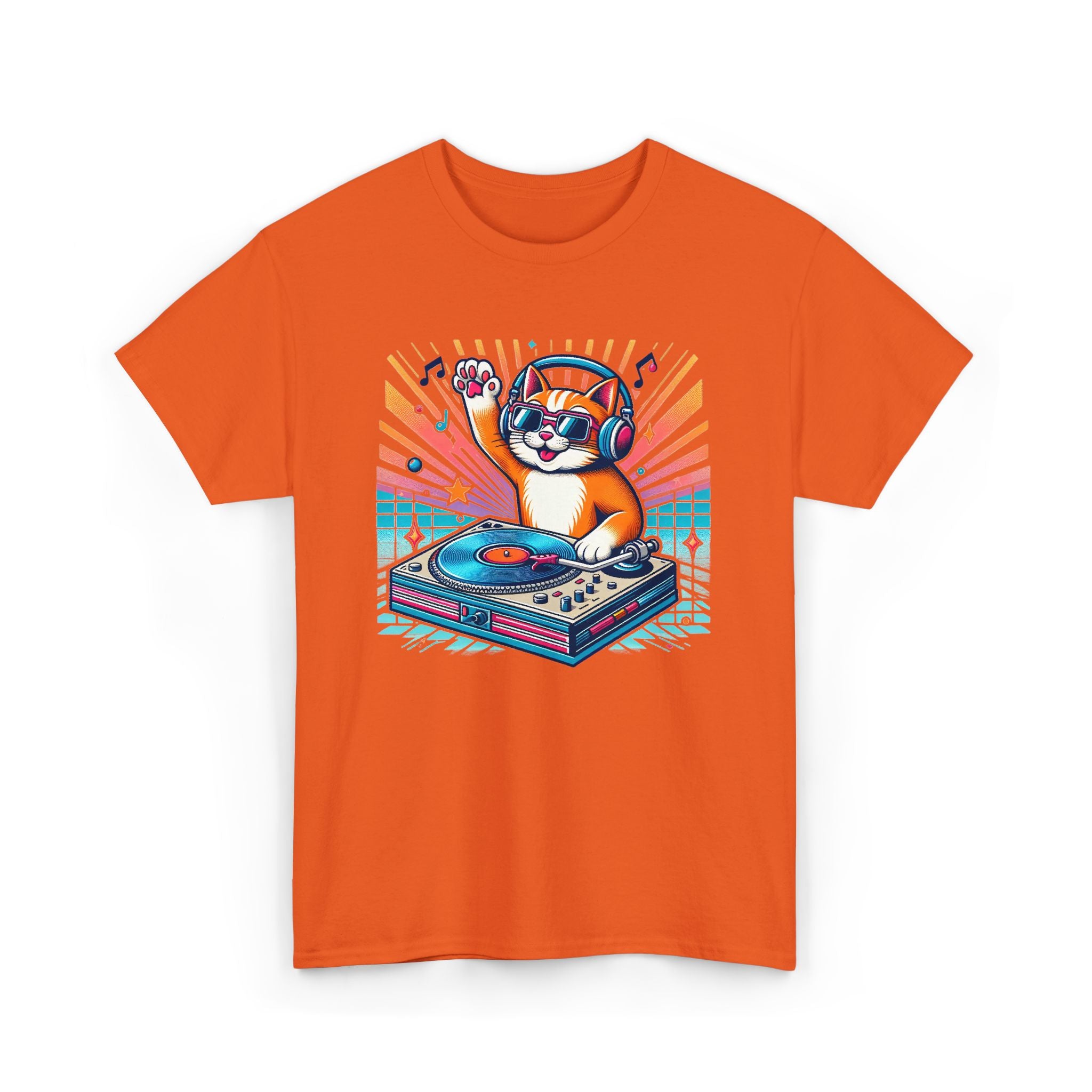 DJ Cat Turntable T-Shirt — Retro Music Cat Graphic Tee