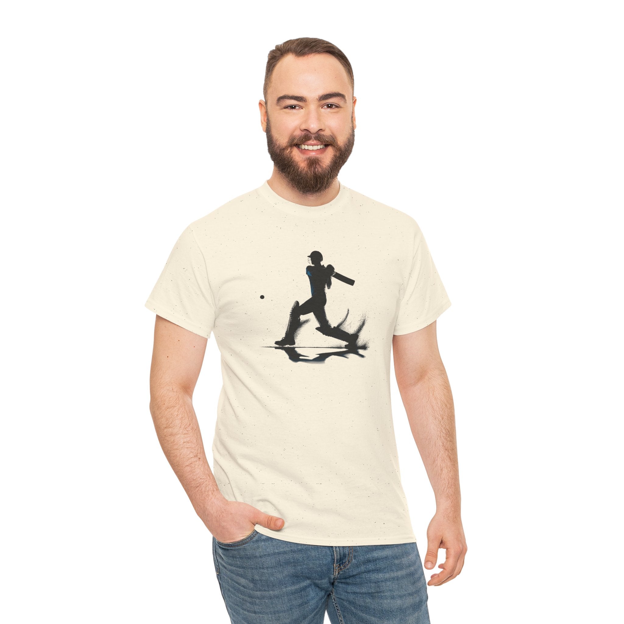 Cricket Silhouette Tee — Batter Hitting Ball Graphic Shirt