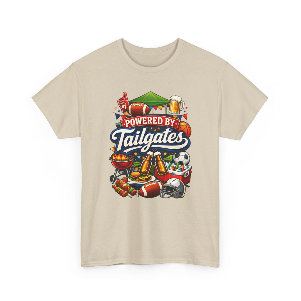 Powered By Tailgates T‑Shirt - Graphic Tee For Sports Fans