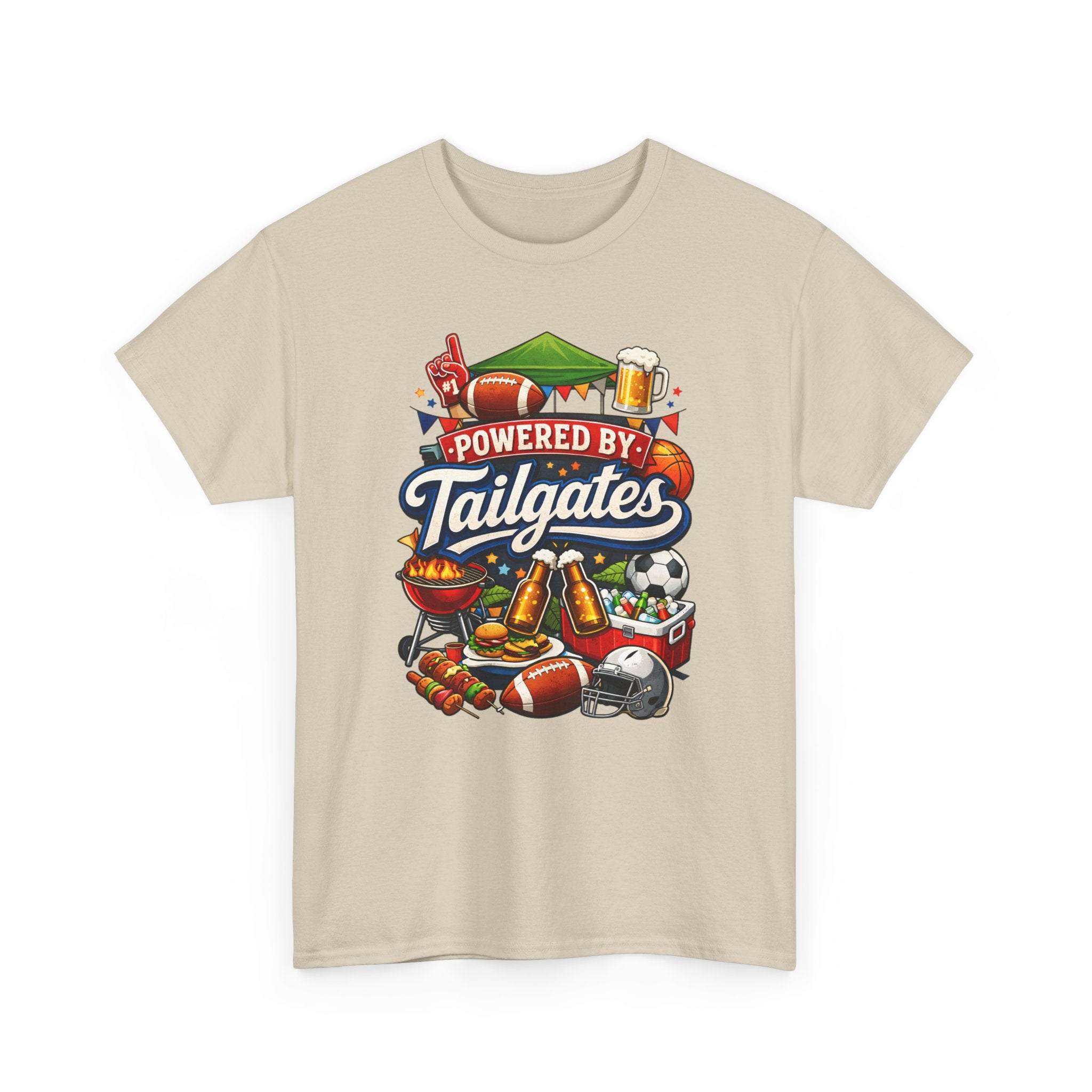 Powered By Tailgates T‑Shirt - Graphic Tee For Sports Fans