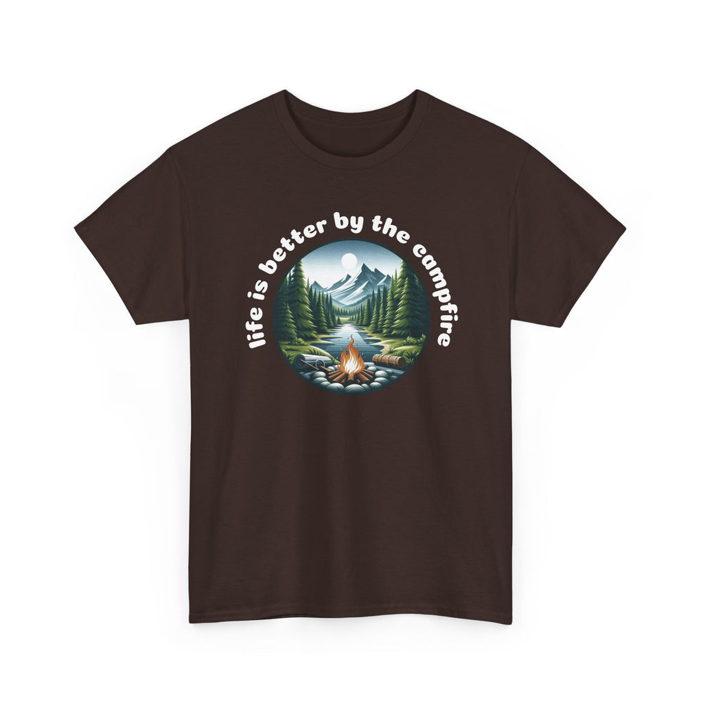 Campfire T-Shirt — "Life Is Better by the Campfire" Scenic Outdoor Tee