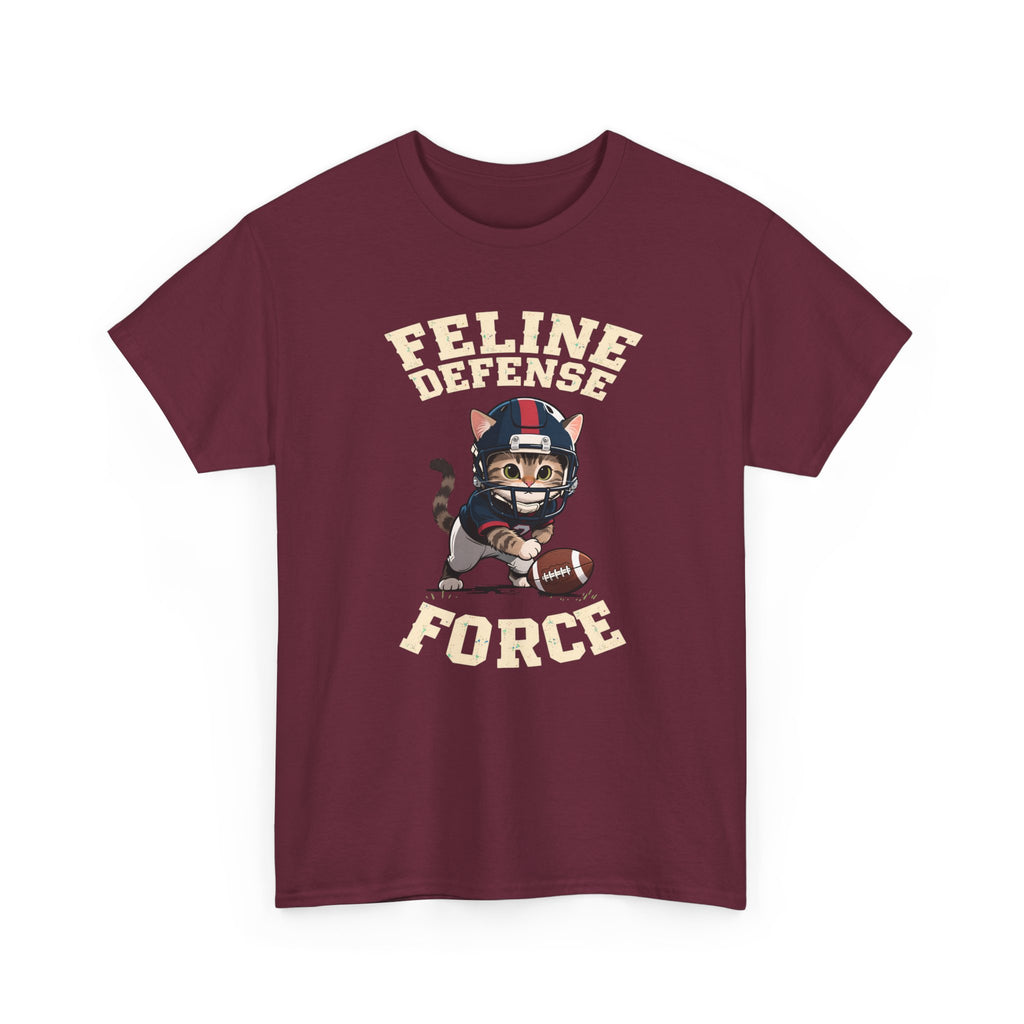 Feline Defense Force T-Shirt — Cute Football Cat Tee for Cat Lovers & Sports Fans