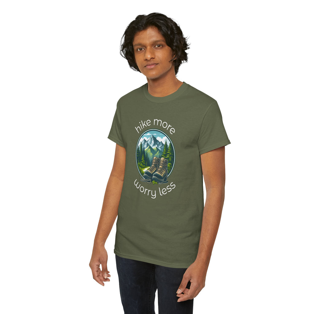 Hike More Worry Less T-Shirt — Nature Hiking Graphic Tee