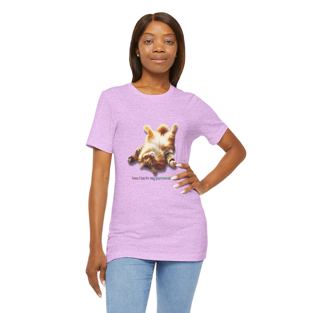 Cat Nap T‑Shirt — "How I Be In My Purrsonal Space" Cute Relaxed Cat Graphic Tee