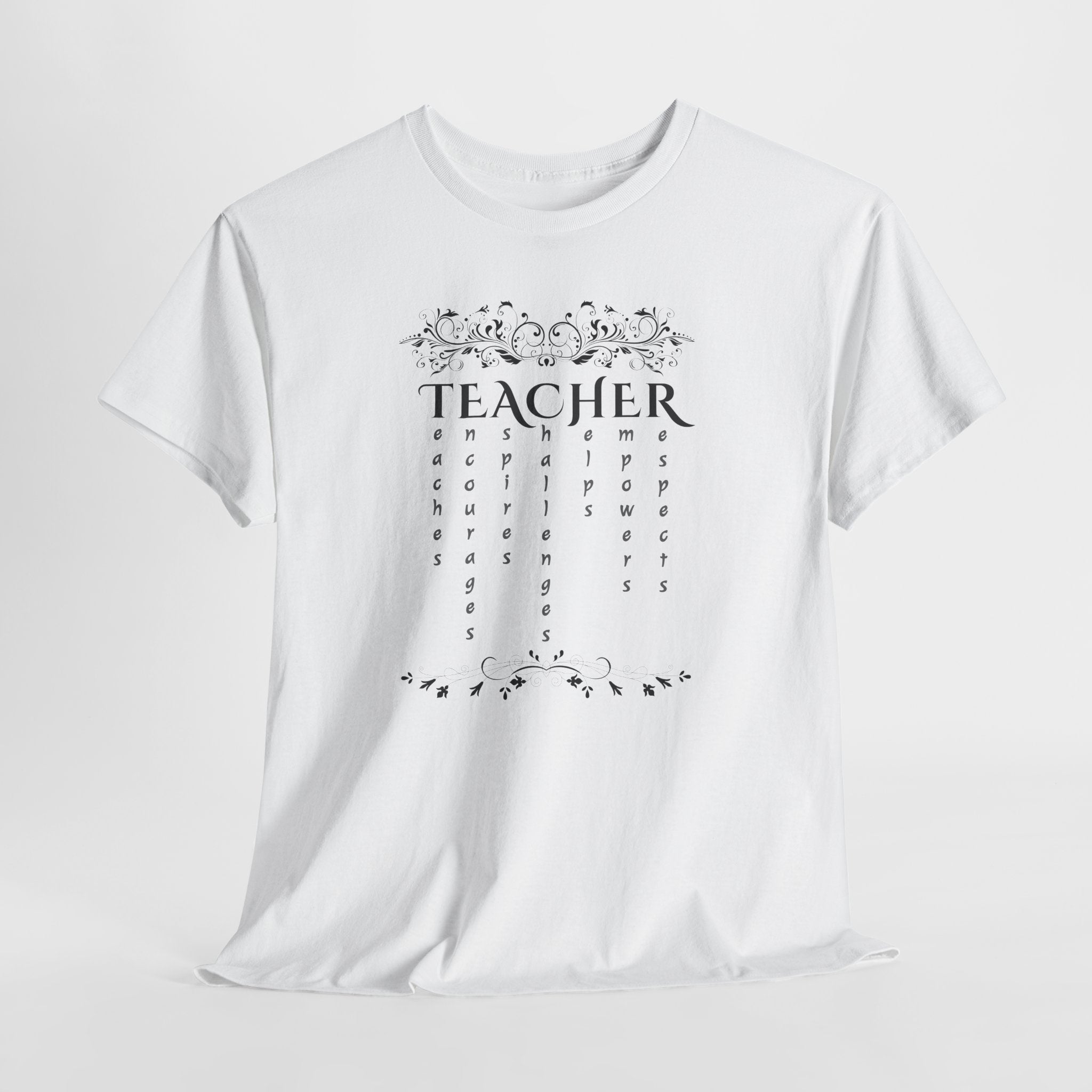 Teacher Floral Rain T-Shirt — Elegant Teacher Appreciation Tee