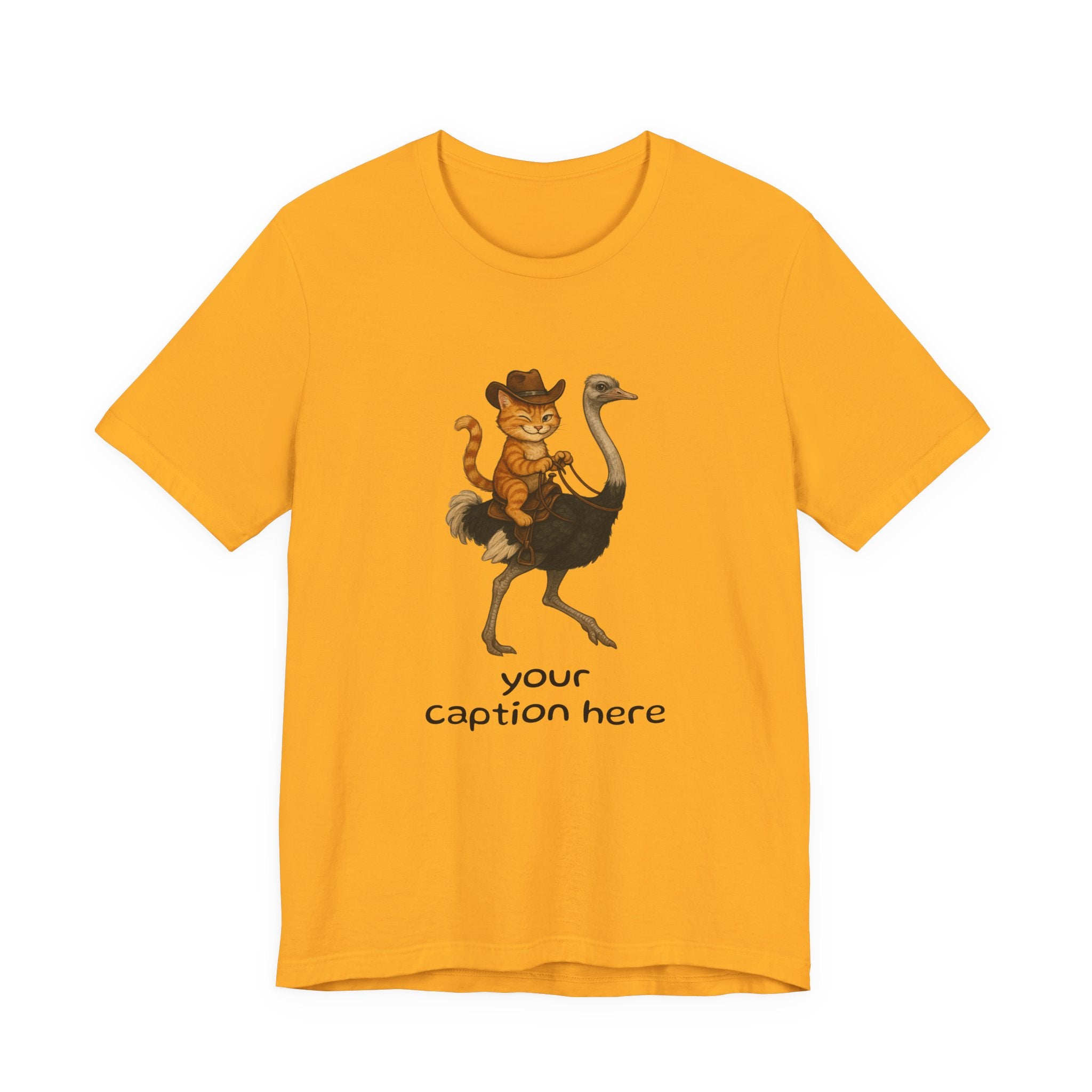 Cat Cowboy Riding Ostrich T-Shirt – Whimsical Western Animal Tee