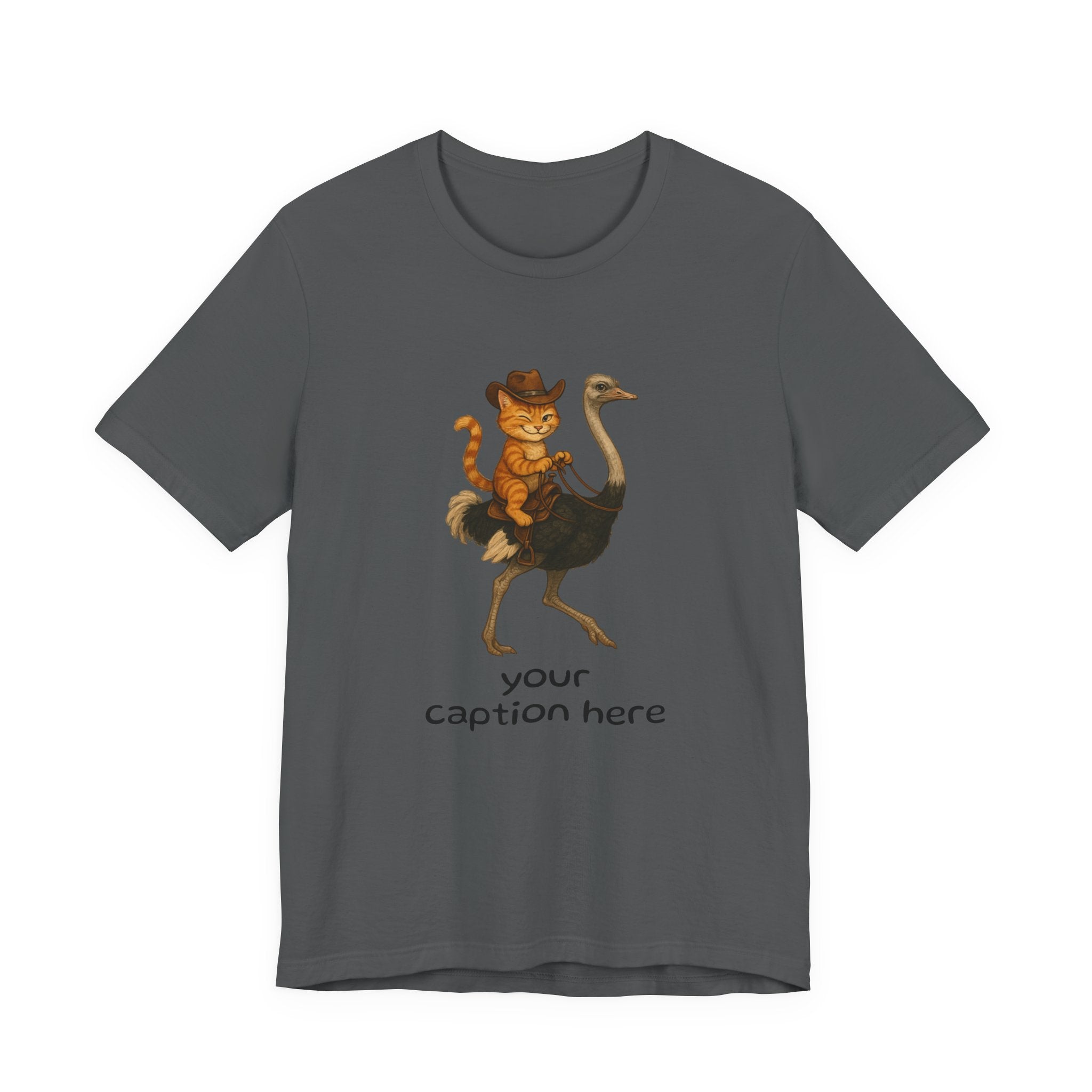 Cat Cowboy Riding Ostrich T-Shirt – Whimsical Western Animal Tee