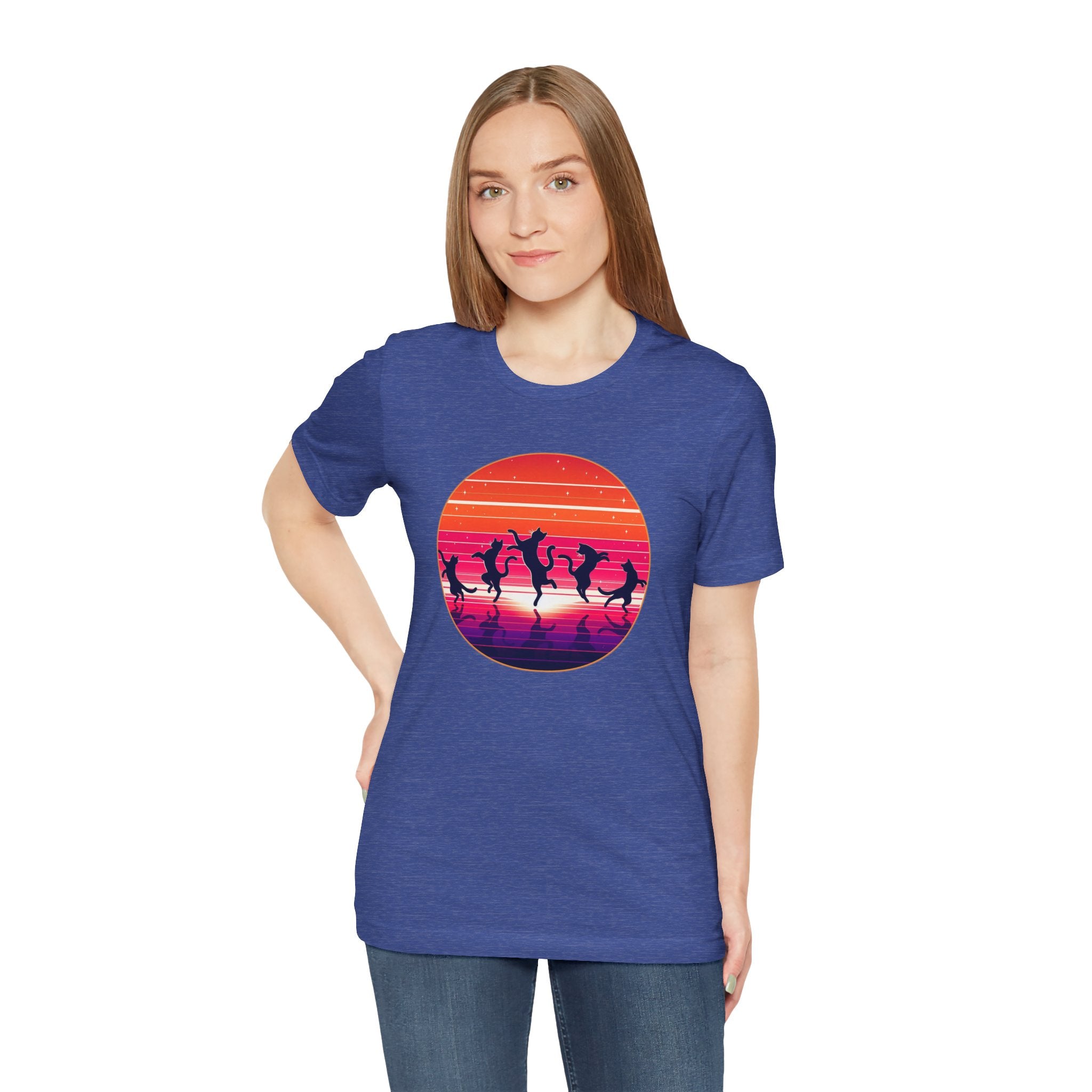 Retro Sunset Dancing Cats T-Shirt