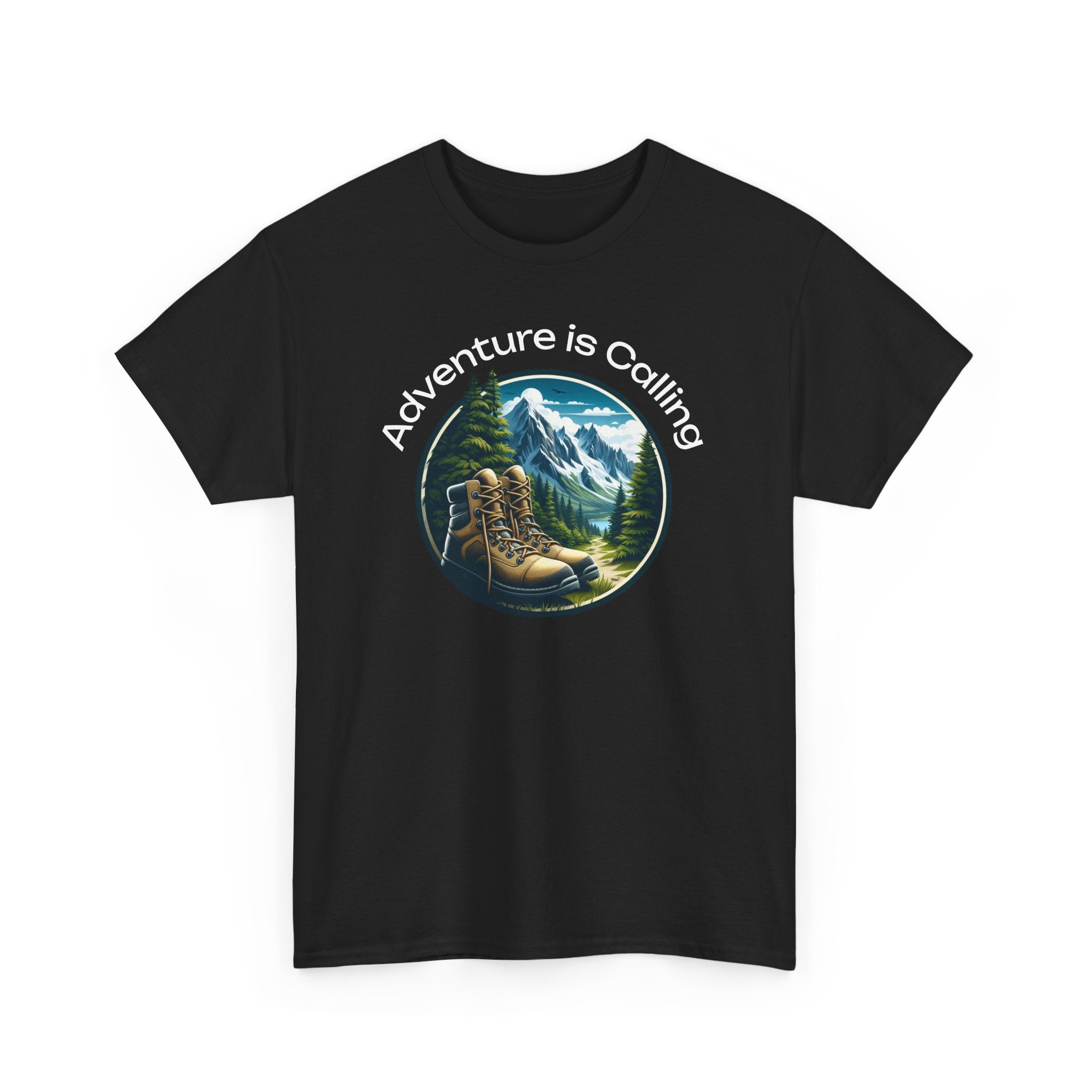Adventure Is Calling Hiking T‑Shirt — Mountain Boots Outdoor Tee