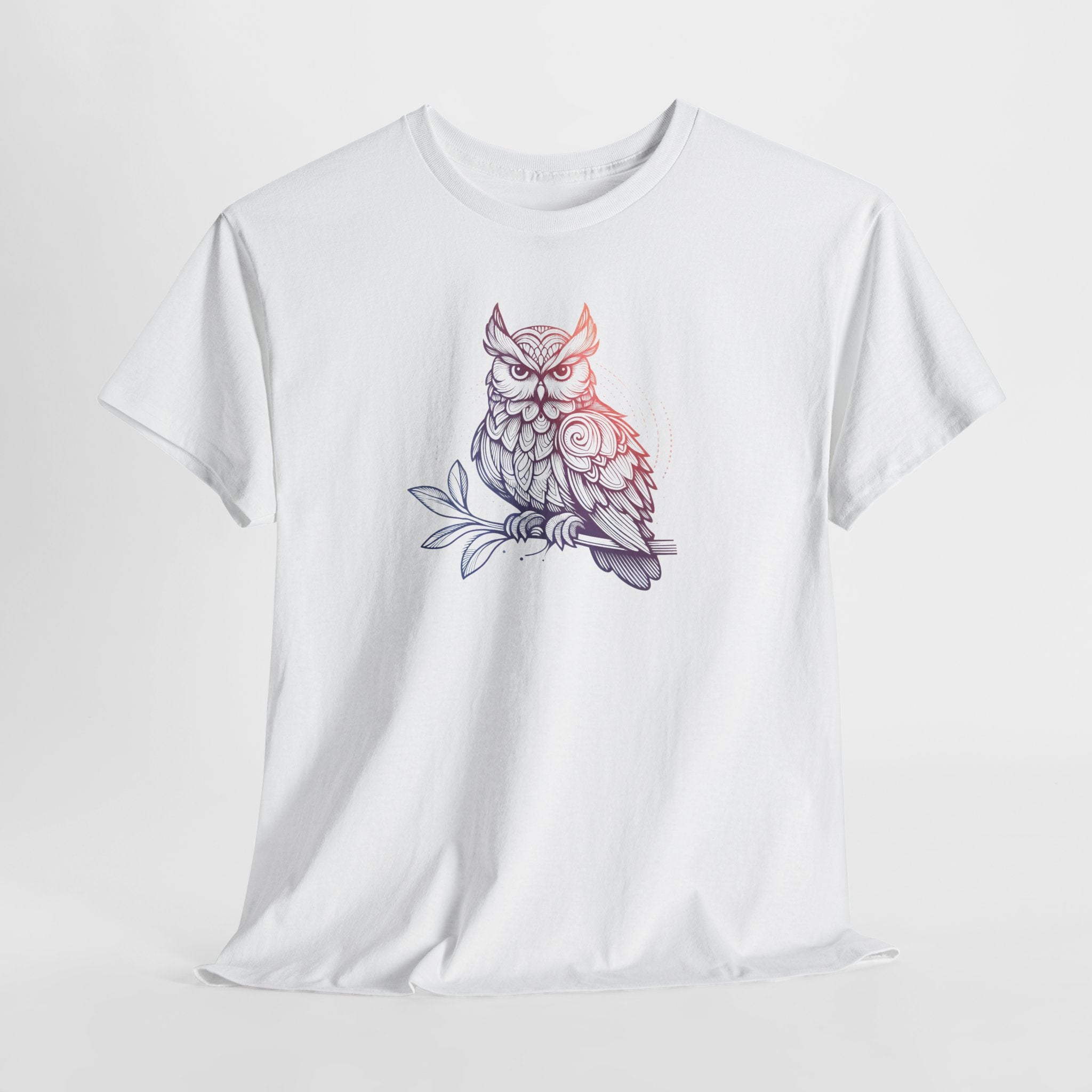 Owl Sketch Tee – Delicate Floral Line Art Graphic T-Shirt