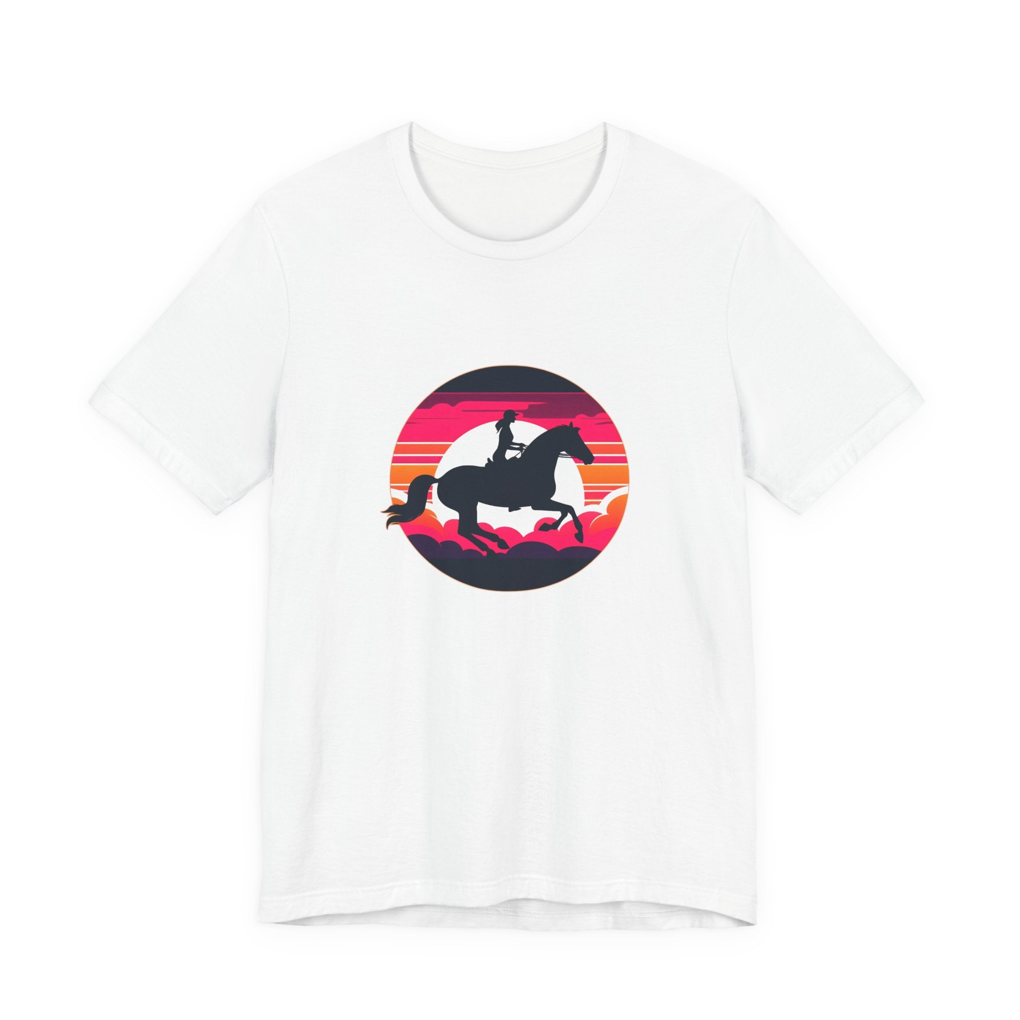Woman Horse Riding Retro Sunset Tee