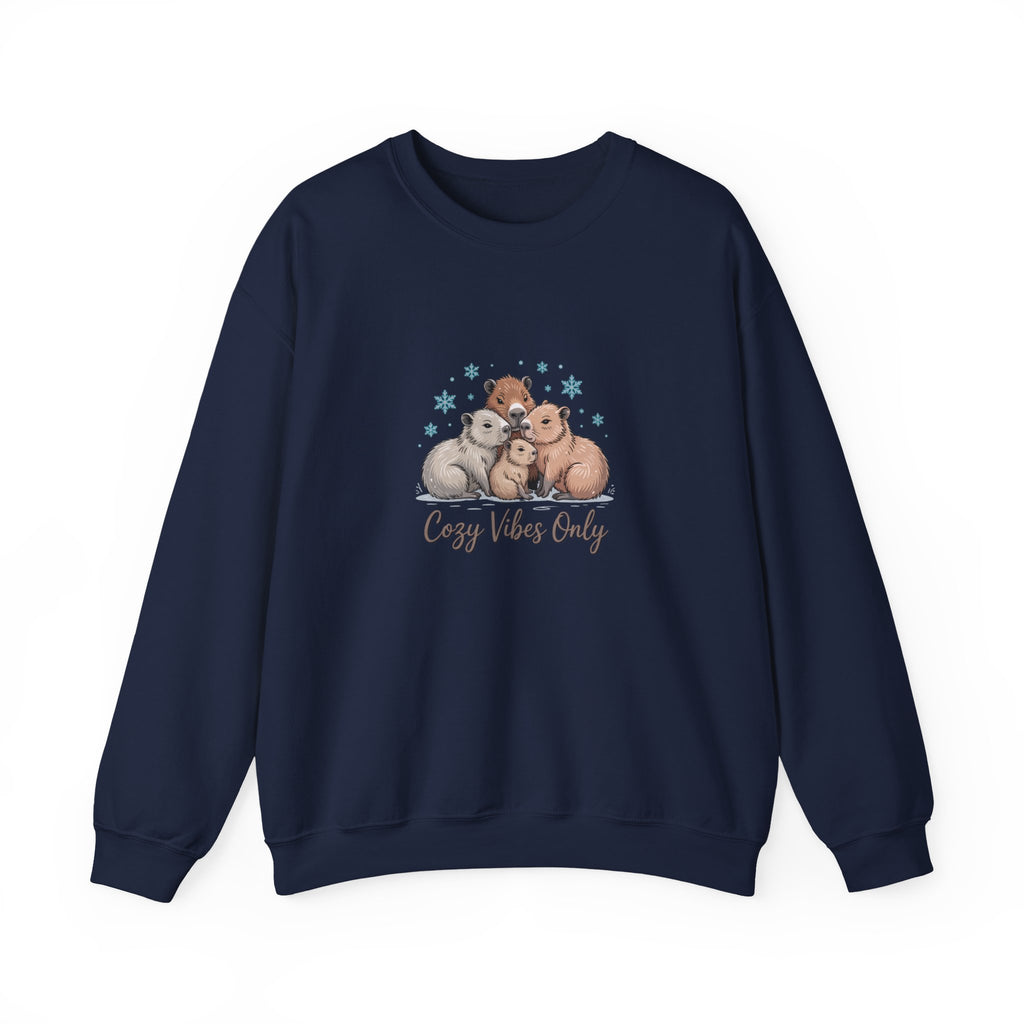 Cozy Vibes Only Sweatshirt — Cute Hugging Capybaras Crewneck