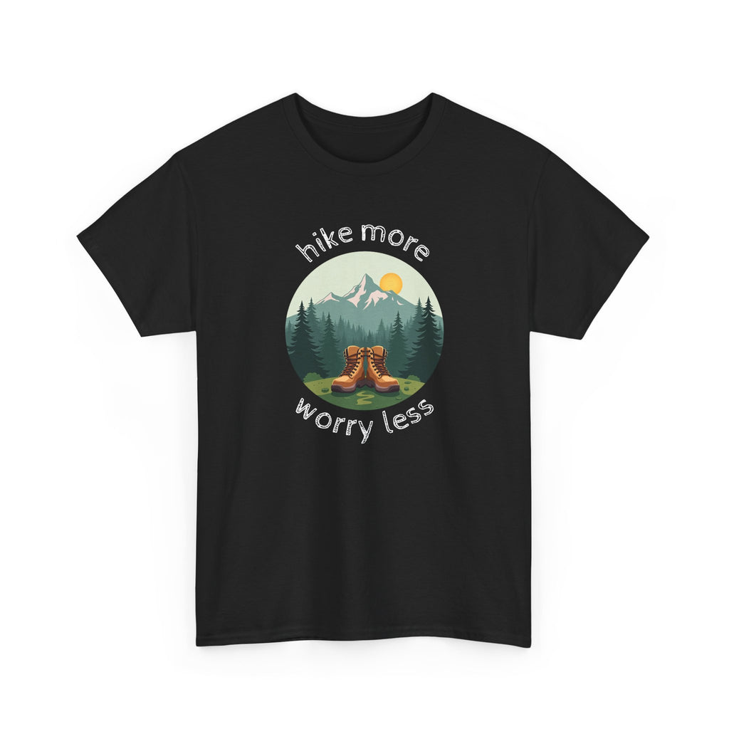 Hike More Worry Less T-Shirt — Nature Hiking Graphic Tee