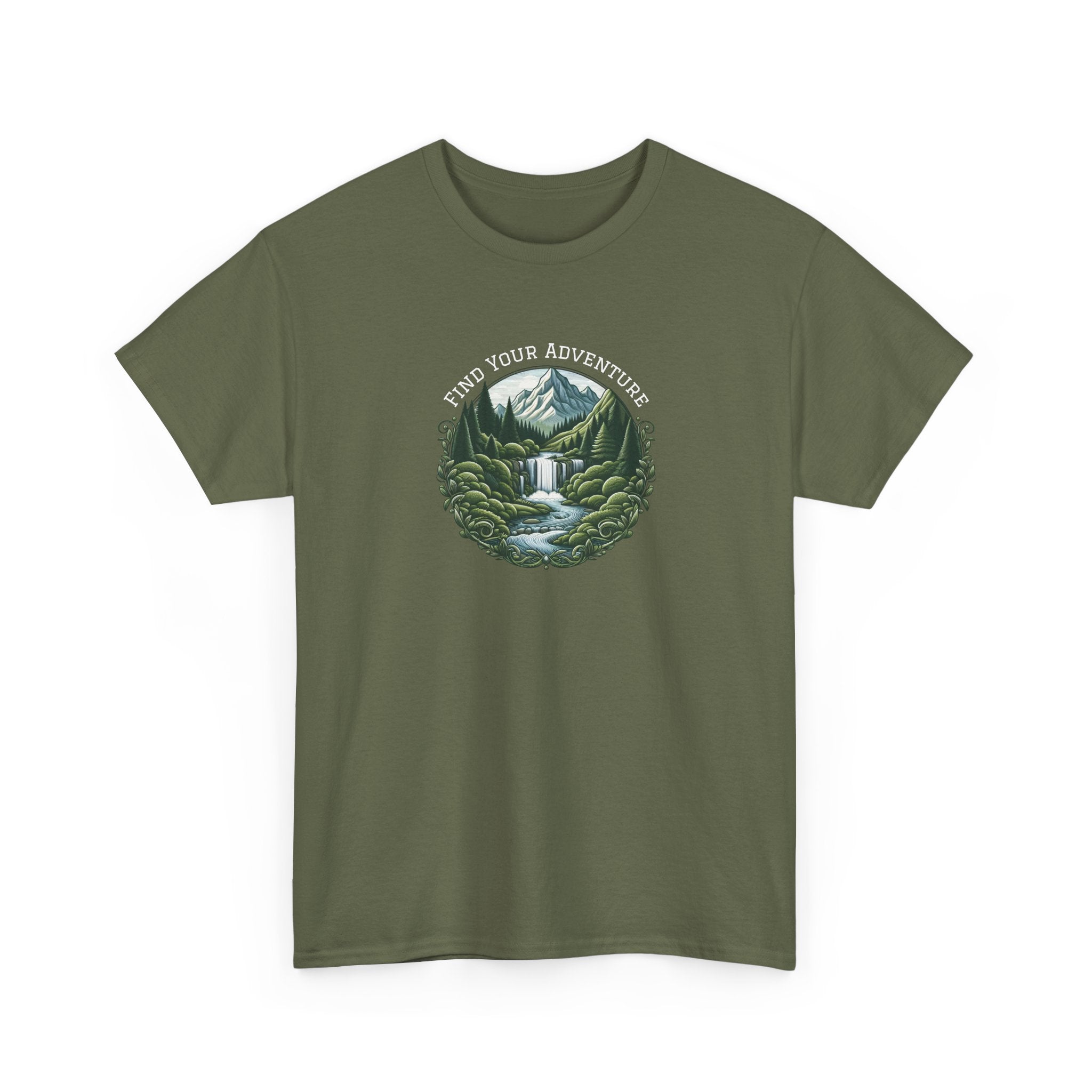 Nature Adventure T-Shirt — Find Your Adventure Mountain & Waterfall Graphic Tee