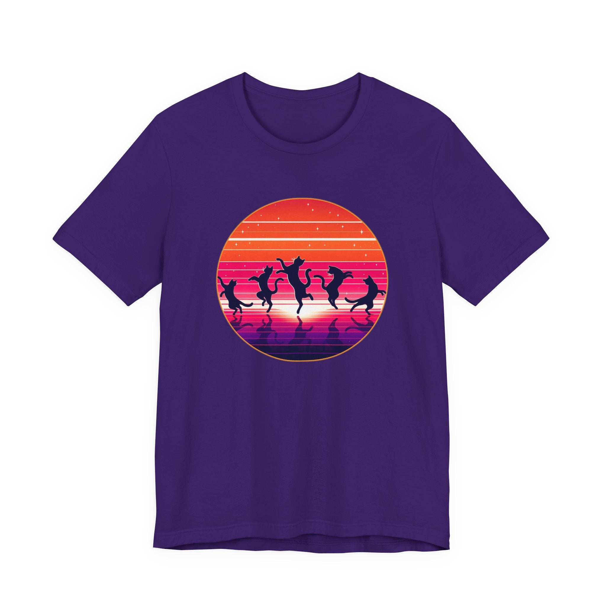 Retro Sunset Dancing Cats T-Shirt