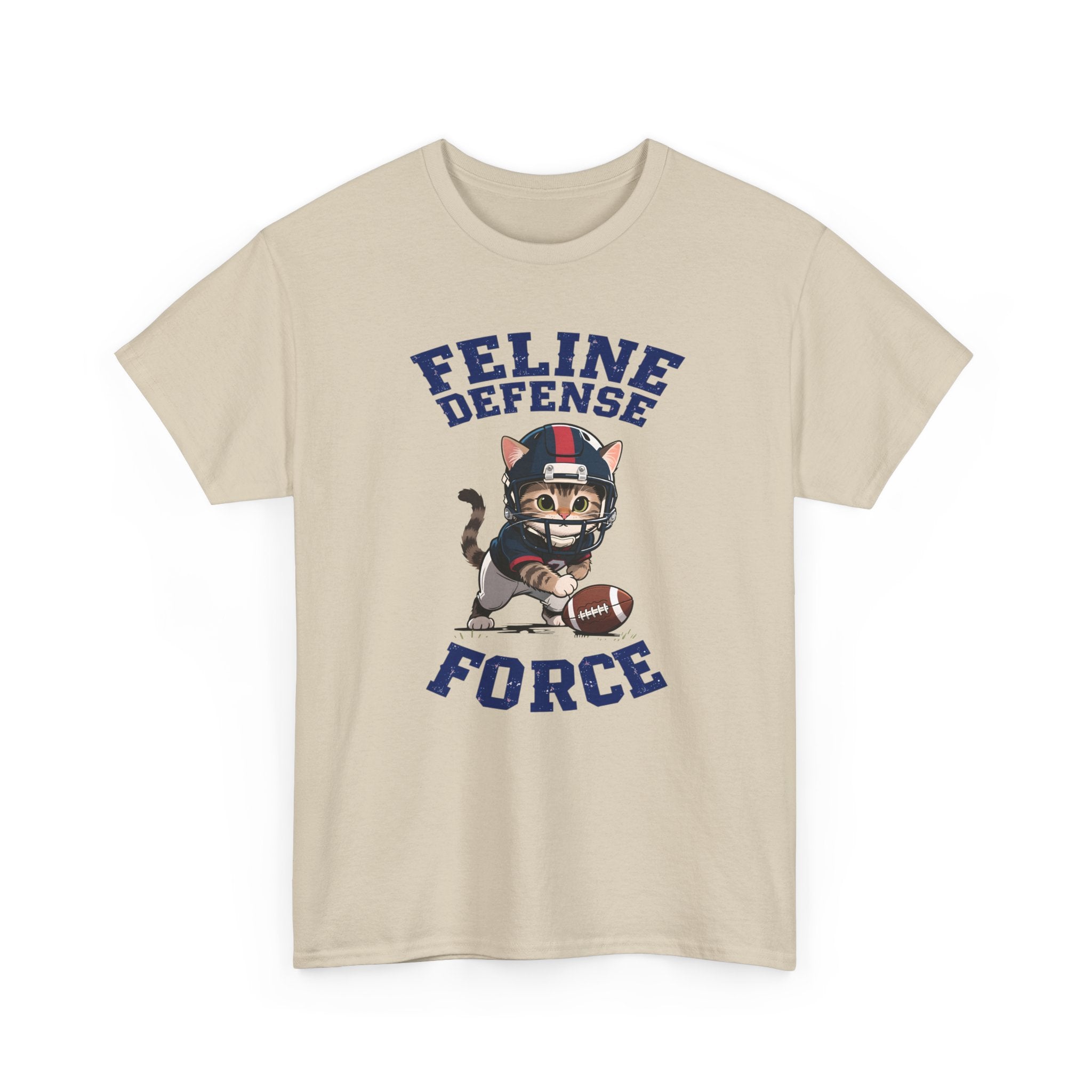 Feline Defense Force T-Shirt — Cute Football Cat Tee for Cat Lovers & Sports Fans
