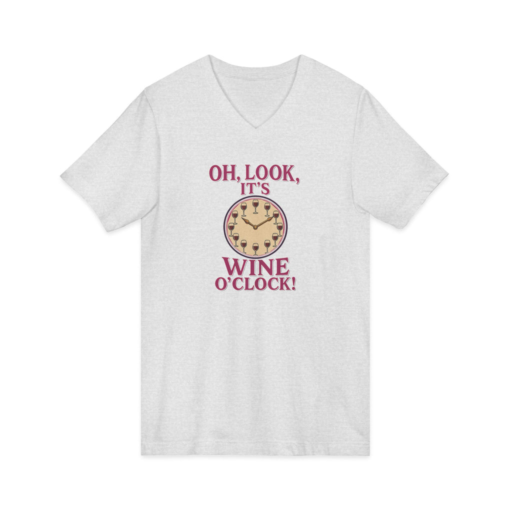 Wine O'Clock V-Neck Tee — Funny Wine Lover Shirt