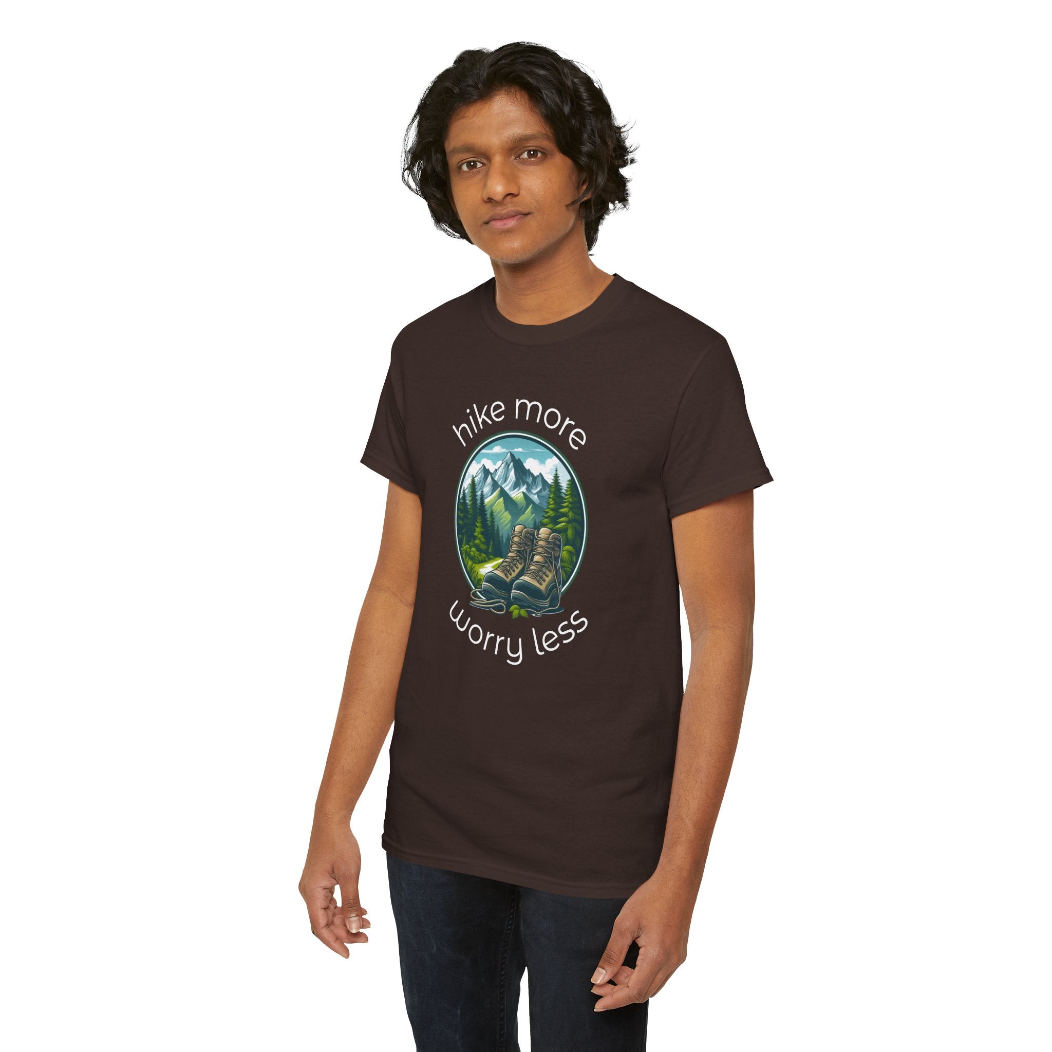 Hike More Worry Less T-Shirt — Nature Hiking Graphic Tee