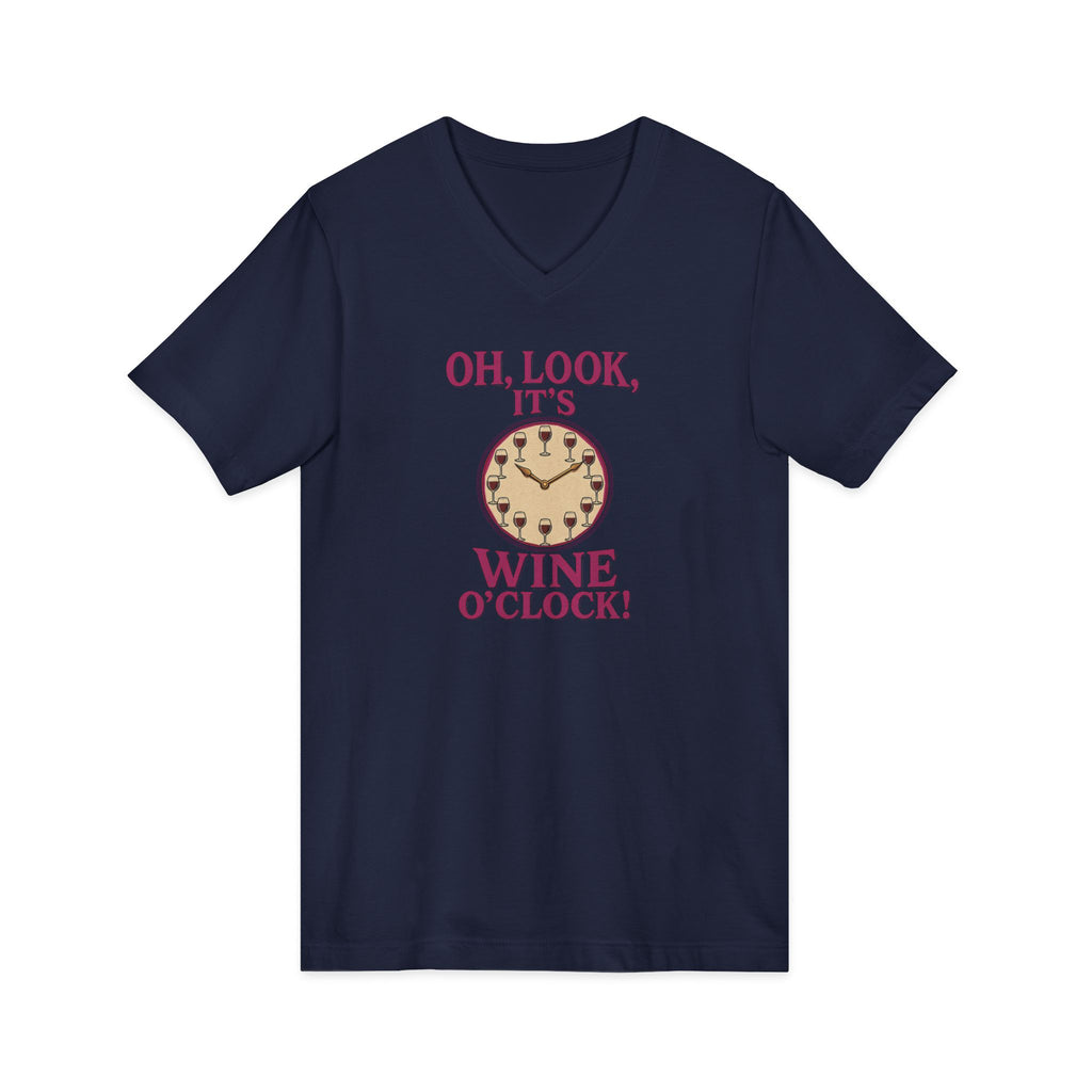 Wine O'Clock V-Neck Tee — Funny Wine Lover Shirt
