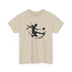 Soccer Player Silhouette Tee — Dynamic Kicking Football Graphic T-Shirt