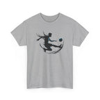 Soccer Player Silhouette Tee — Dynamic Kicking Football Graphic T-Shirt