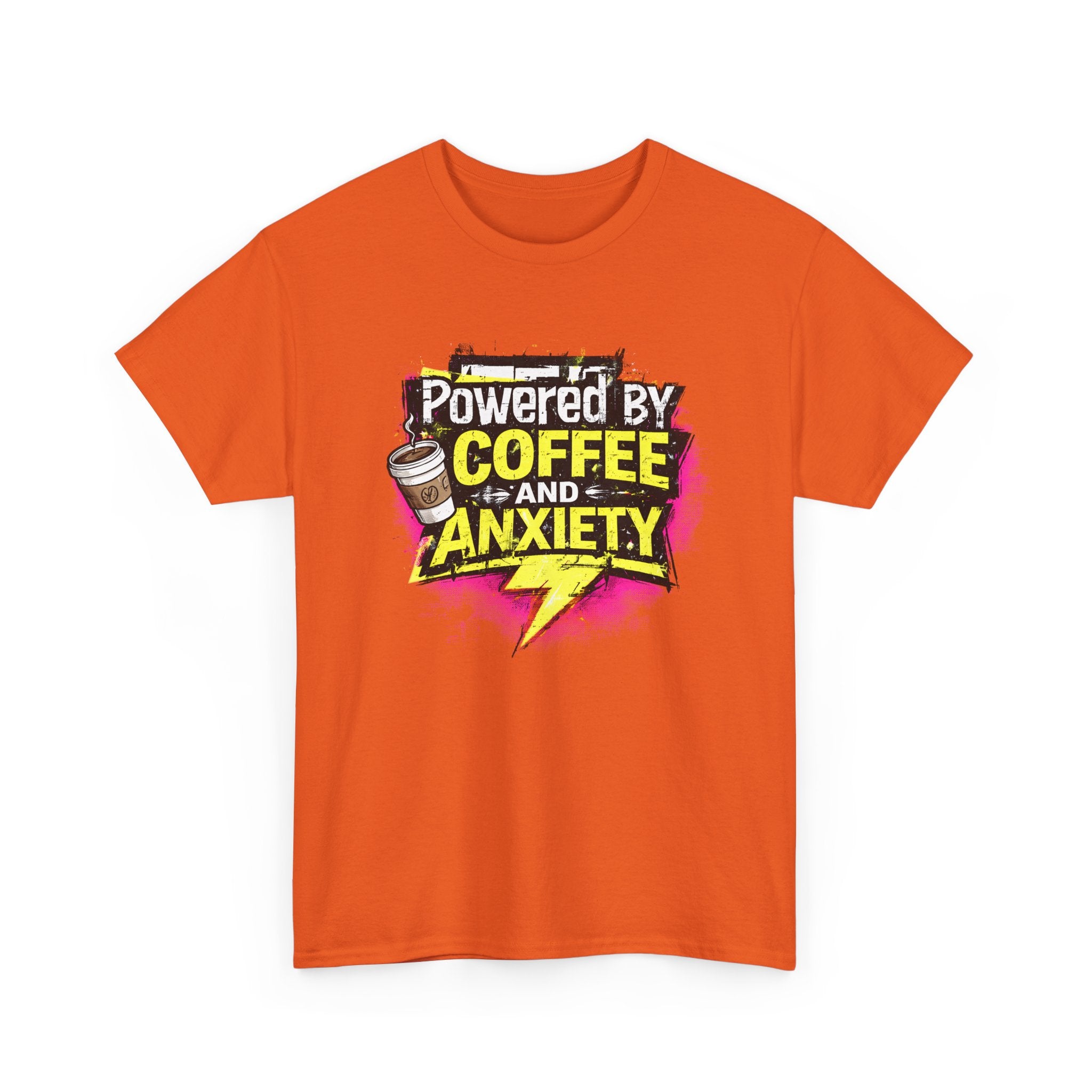 Funny Coffee & Anxiety T-Shirt — "Powered by Coffee and Anxiety" Graphic Tee