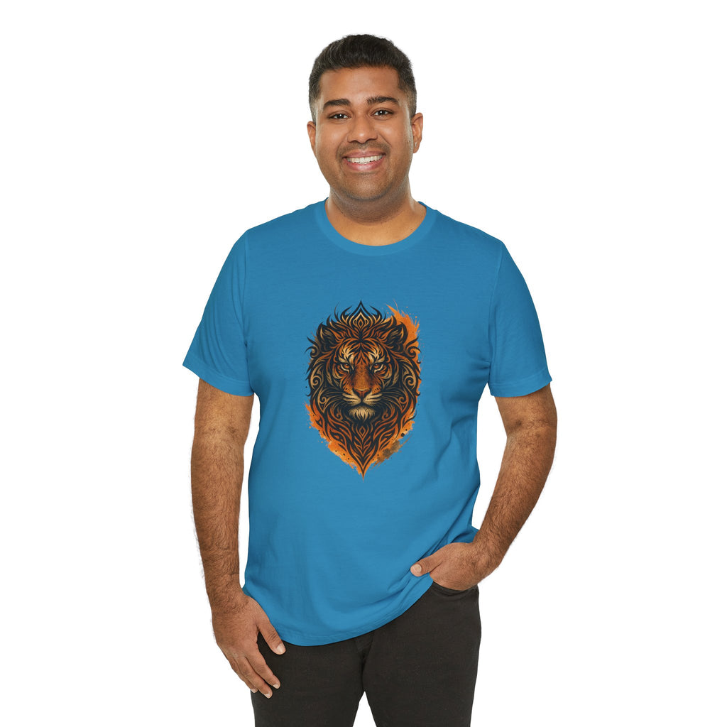 Tiger Flame Graphic T-Shirt — Tribal Tiger Head Design
