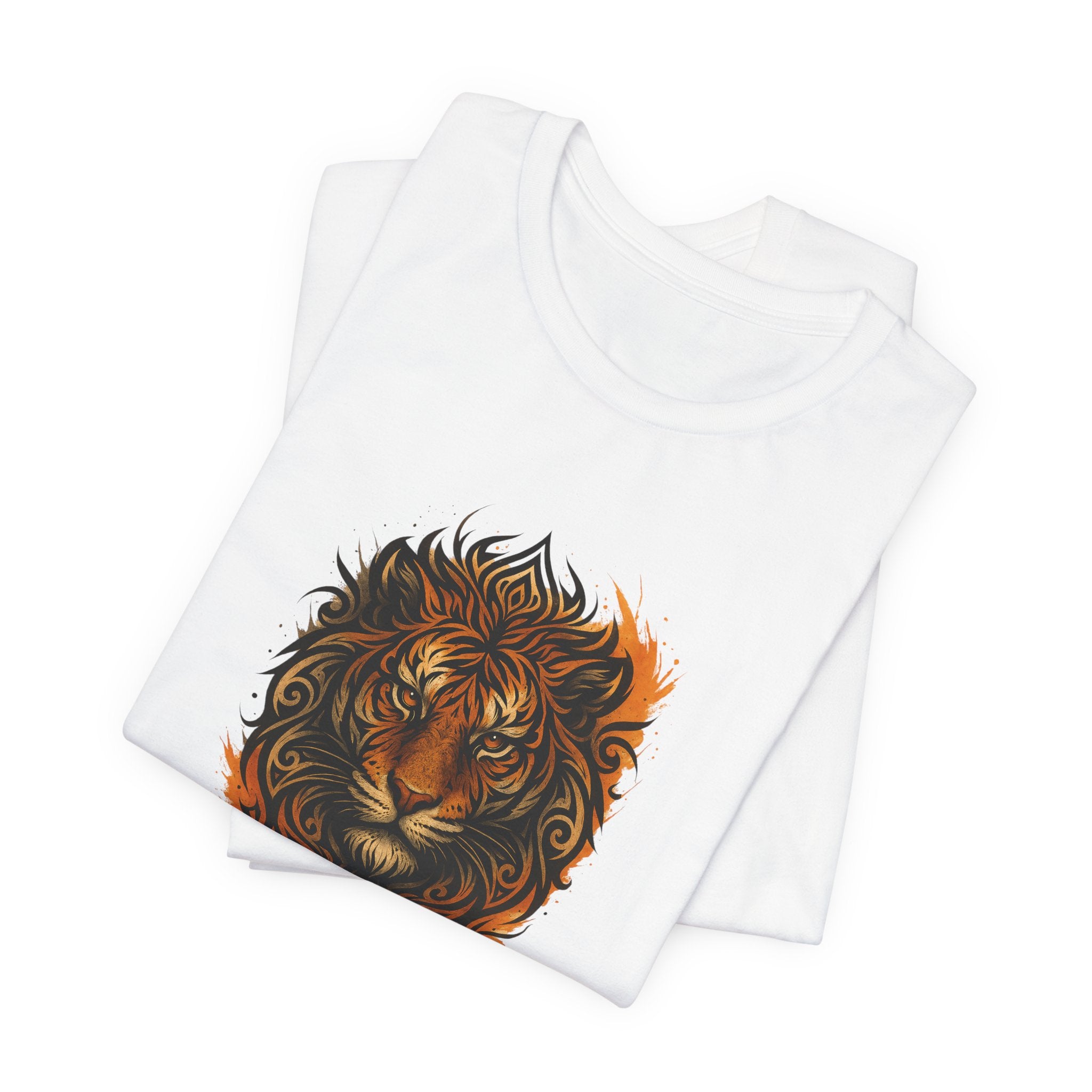 Tiger Flame Graphic T-Shirt — Tribal Tiger Head Design