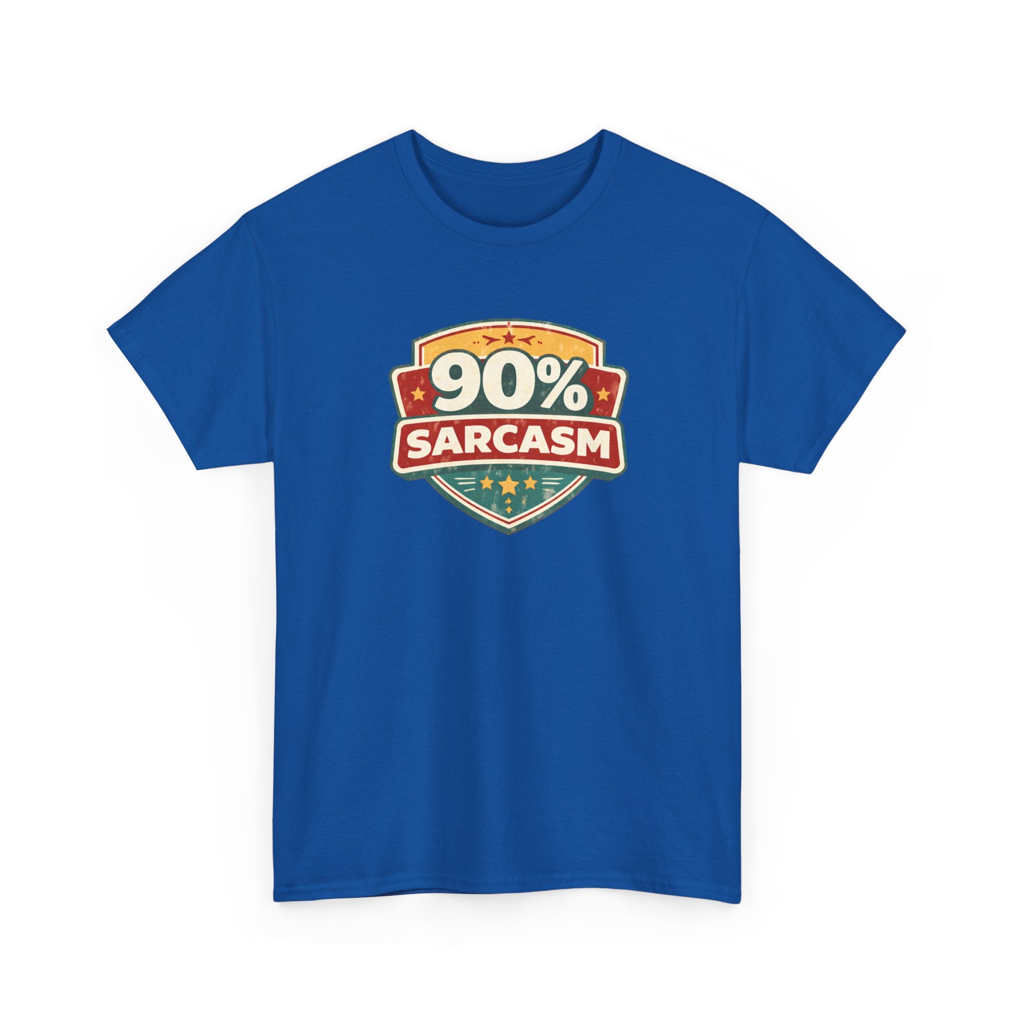 90% Sarcasm T-Shirt — Funny Retro Badge Graphic Tee for Sarcastic Humor