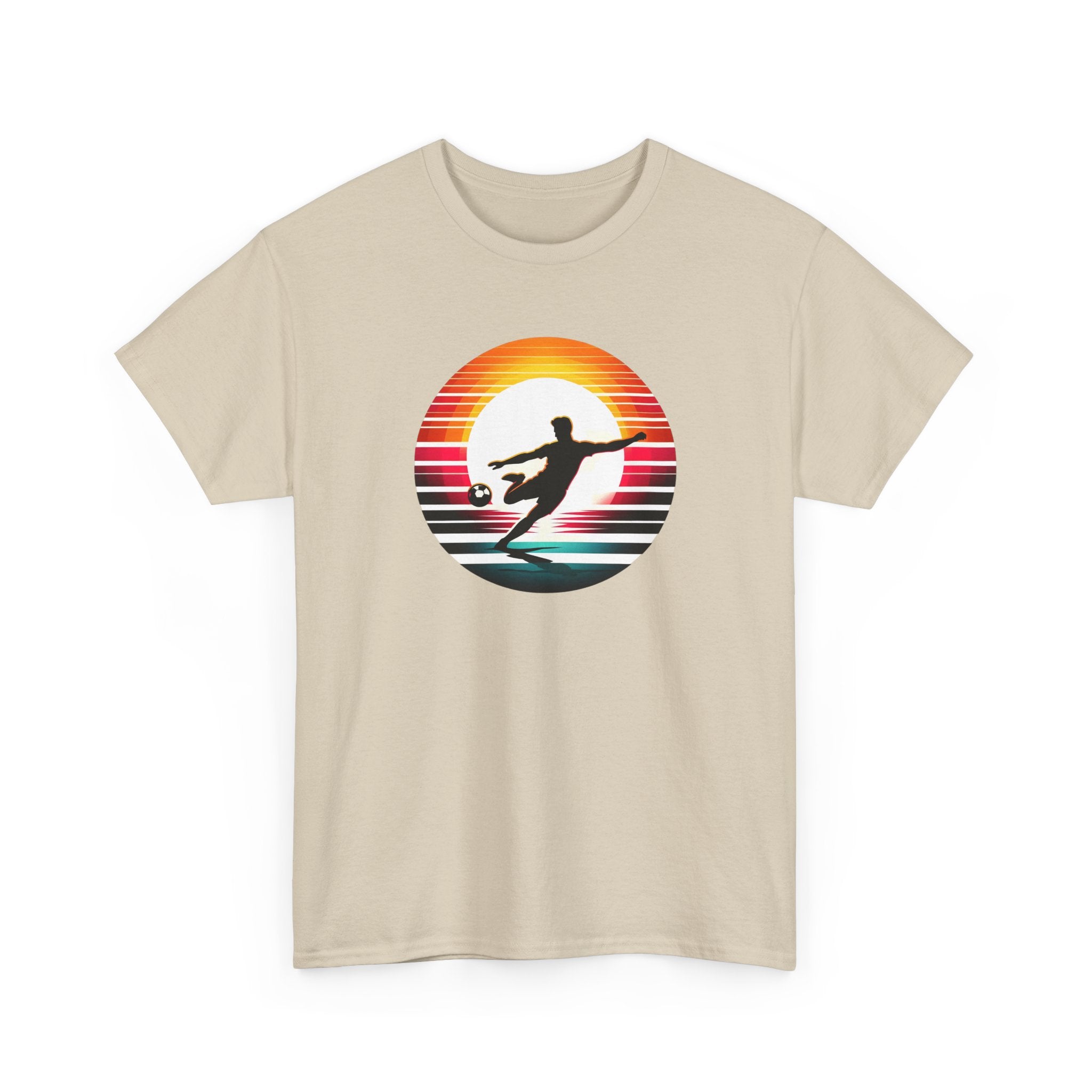 Football Soccer Silhouette Tee — Retro Sunset Soccer T-Shirt