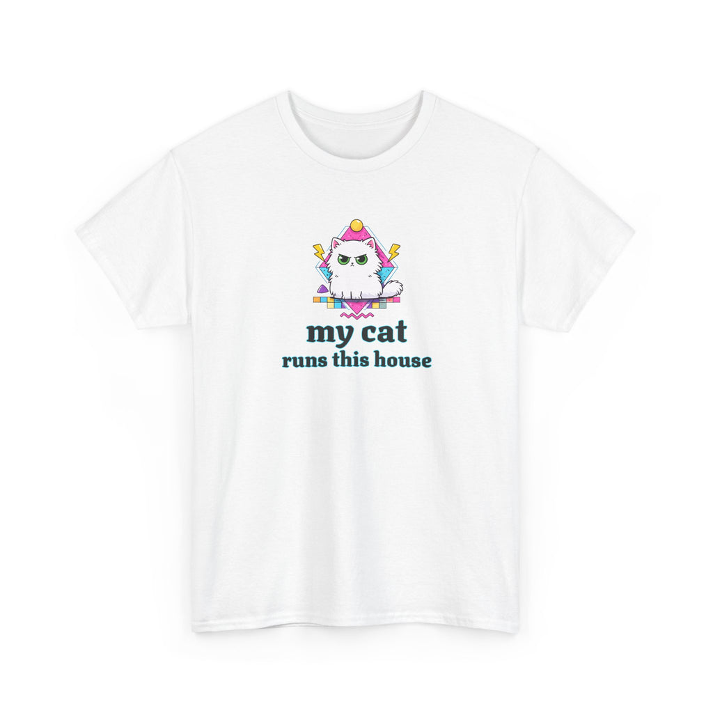 My Cat Runs This House T-Shirt — Cute Cat Graphic Tee for Cat Lovers