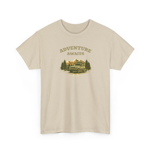 Adventure Awaits T‑Shirt — Vintage Camper Outdoor Graphic Tee