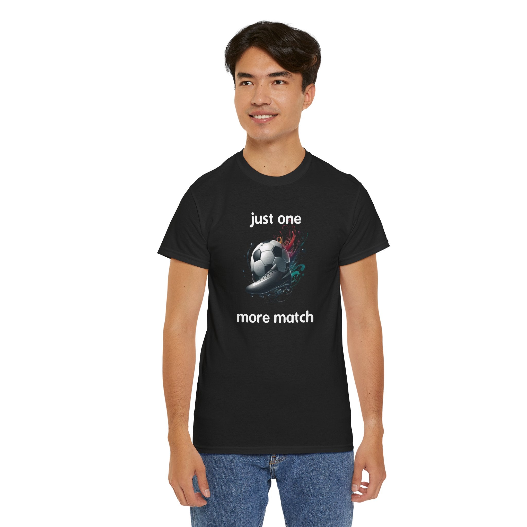 "Just One More Match" T-Shirt — Football Soccer Graphic Tee