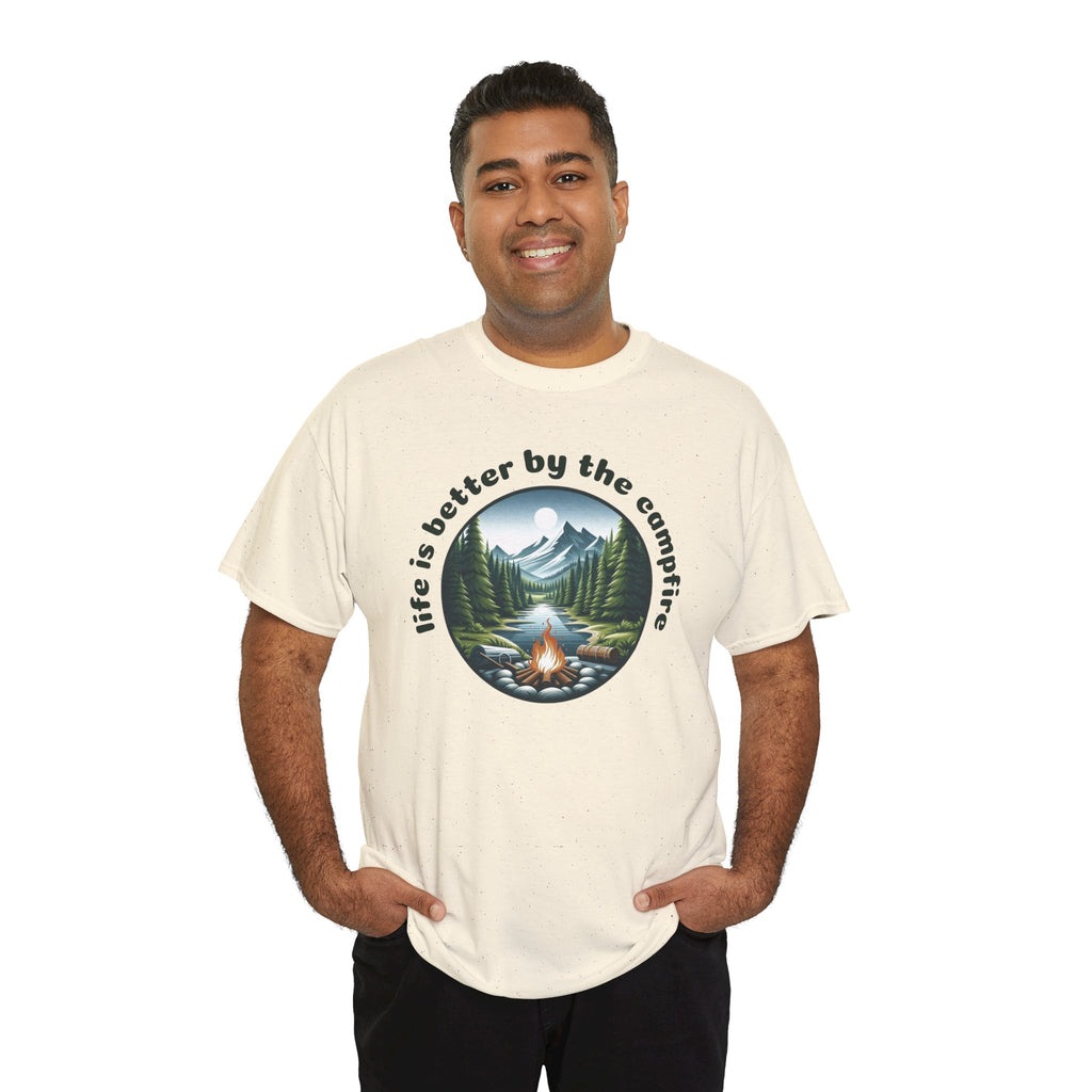 Campfire T-Shirt — "Life Is Better by the Campfire" Scenic Outdoor Tee