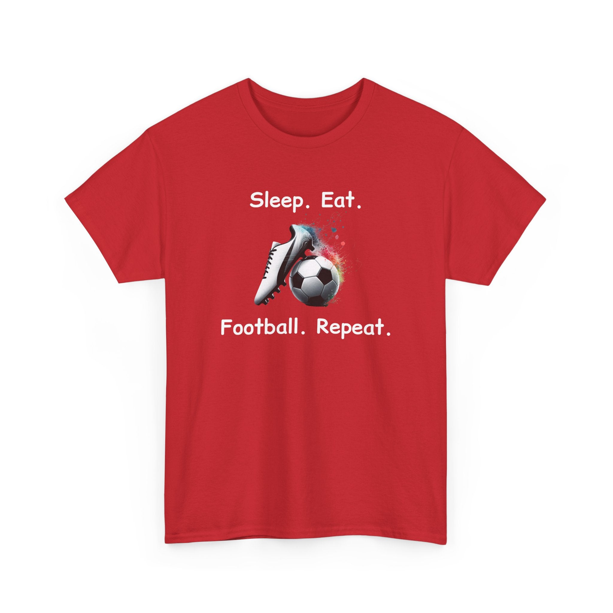 Football Soccer T-Shirt — "Sleep. Eat. Football. Repeat." Youth & Adult Crew Tee
