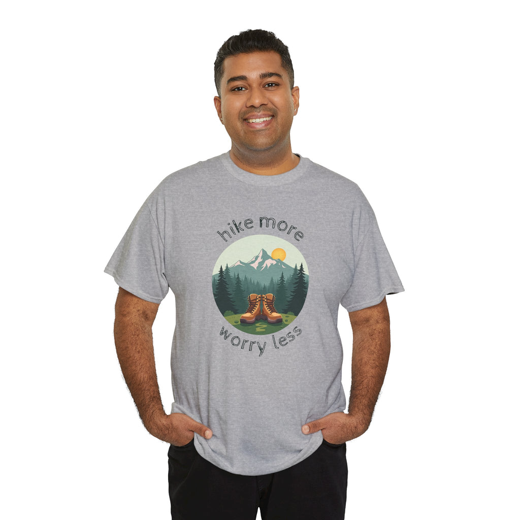 Hike More Worry Less T-Shirt — Nature Hiking Graphic Tee