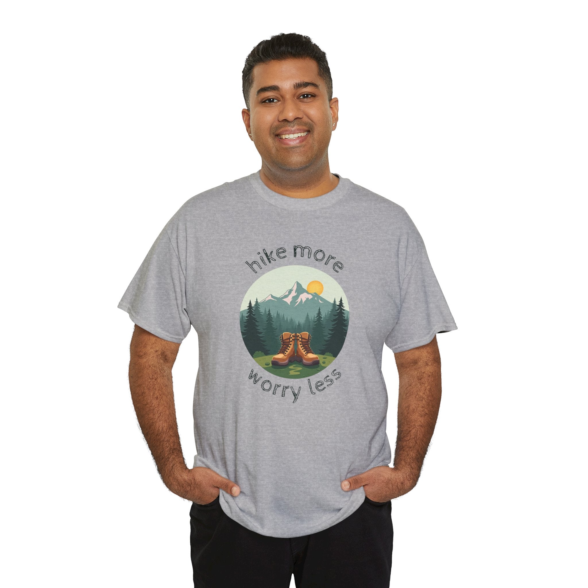 Hike More Worry Less T-Shirt — Nature Hiking Graphic Tee