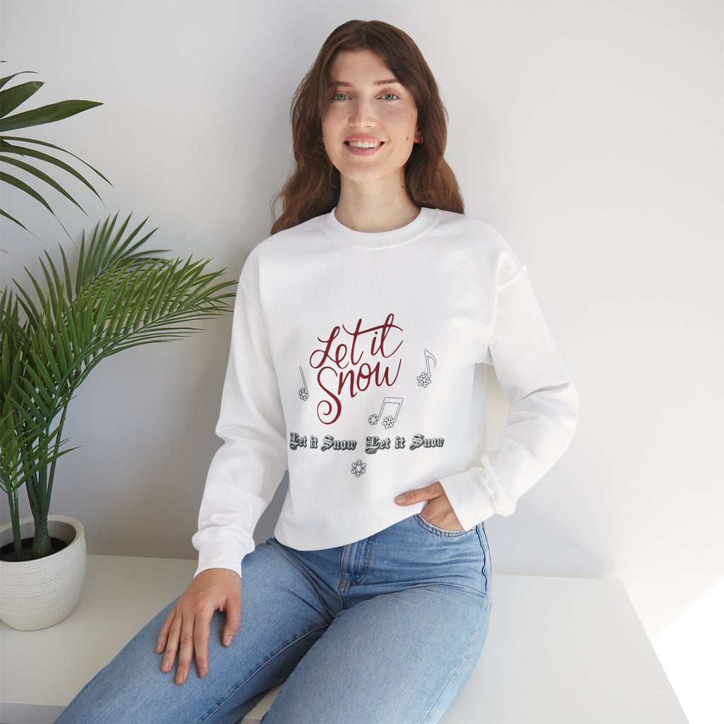 Let It Snow Crewneck Sweatshirt — Cozy Holiday Sweatshirt with Musical Snowflake Design