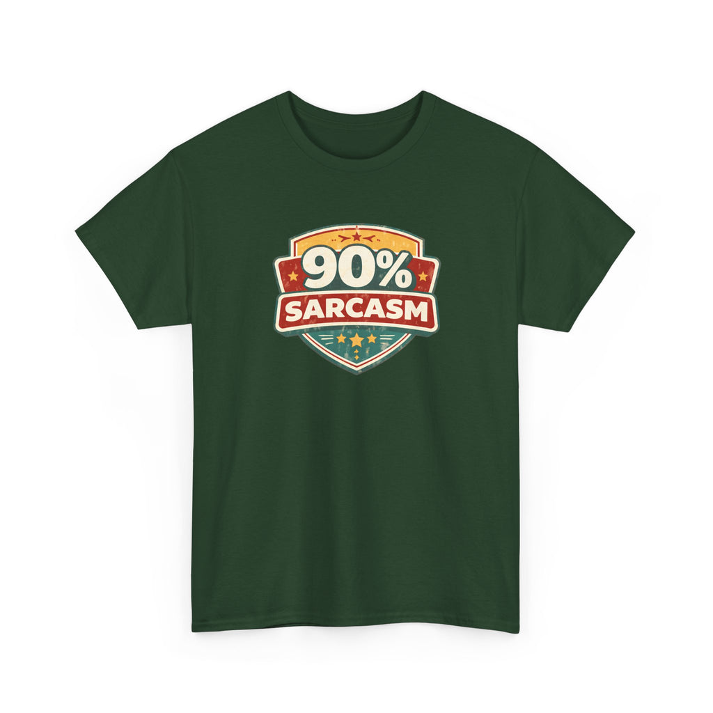 90% Sarcasm T-Shirt — Funny Retro Badge Graphic Tee for Sarcastic Humor