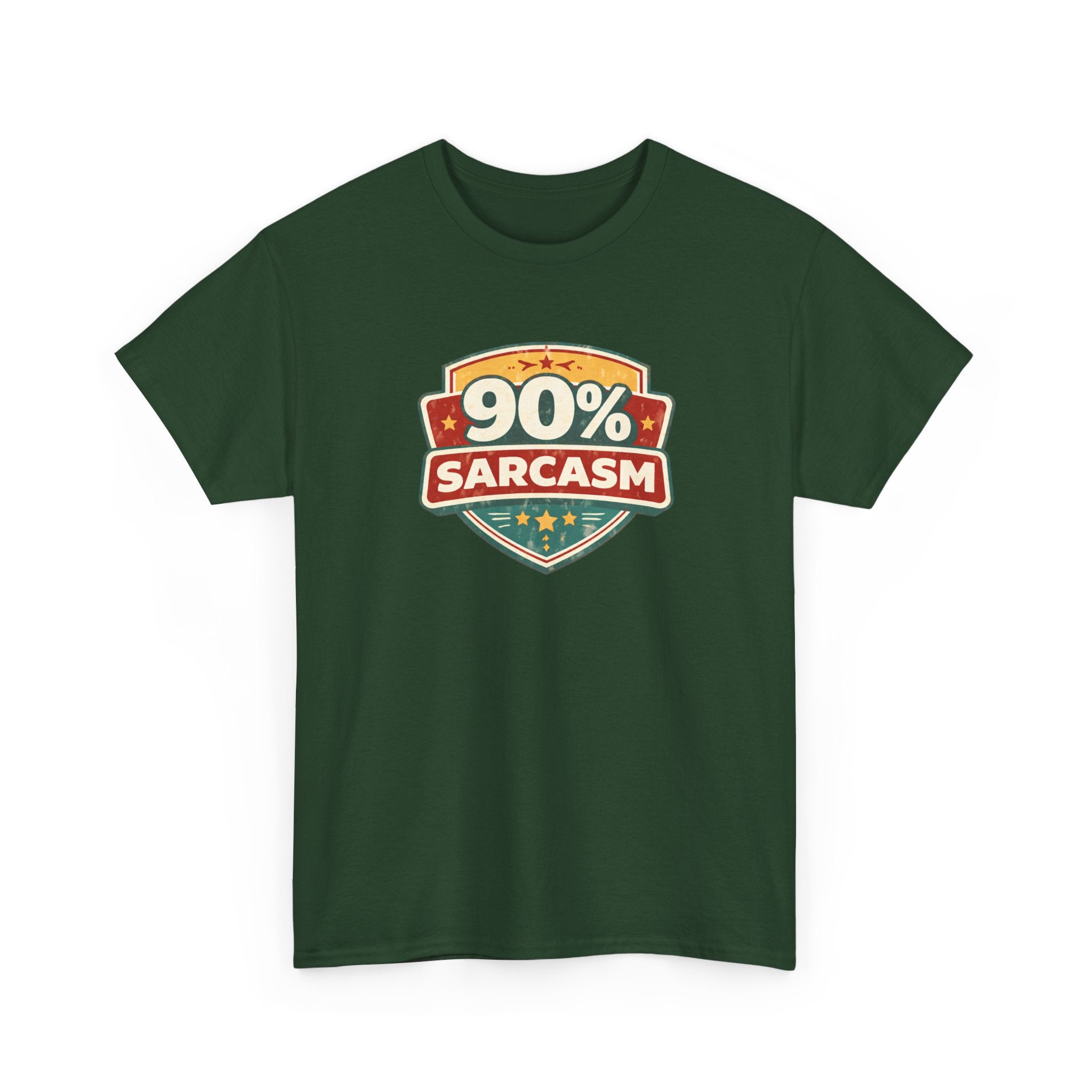 90% Sarcasm T-Shirt — Funny Retro Badge Graphic Tee for Sarcastic Humor