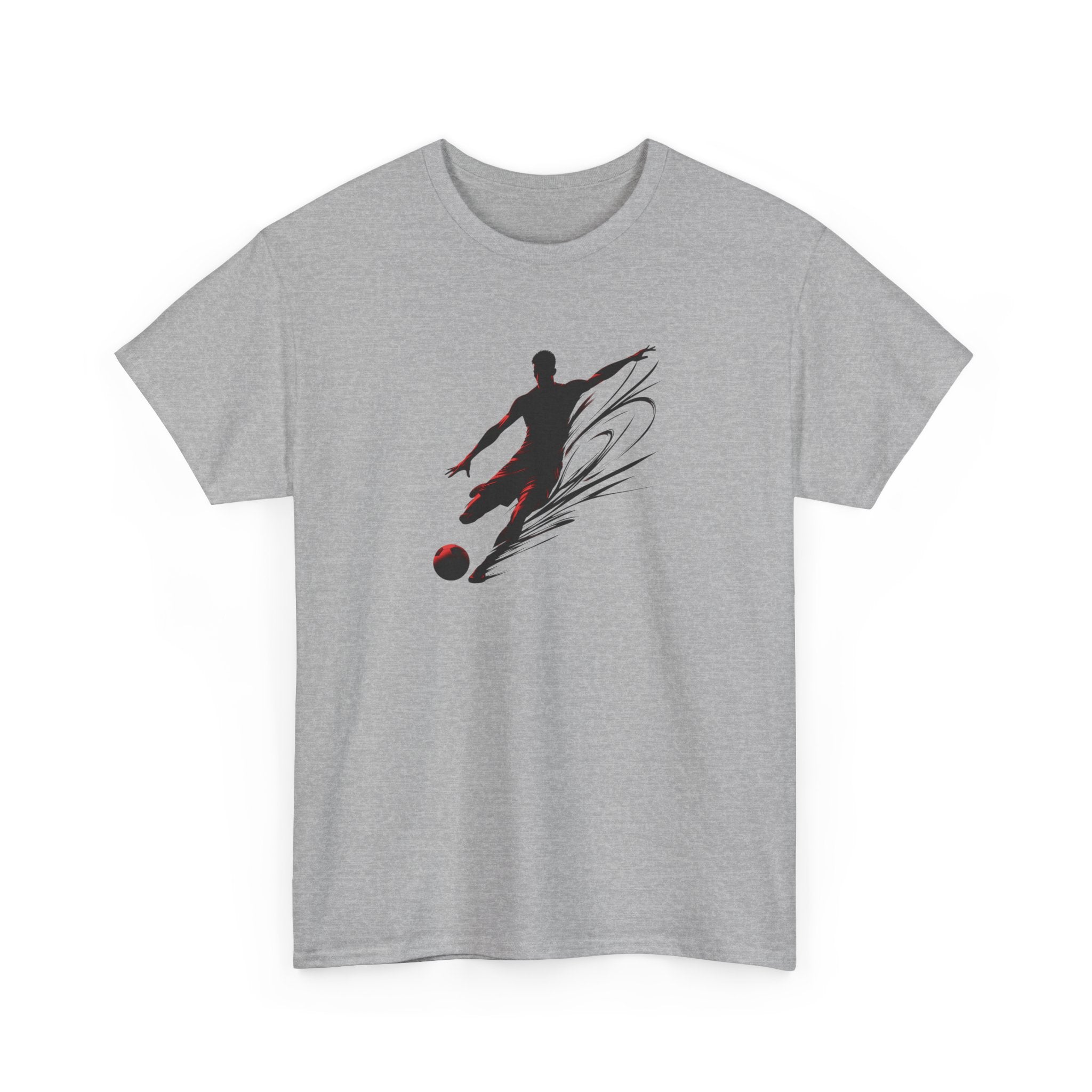 Soccer Player Silhouette Tee — Dynamic Kick Football T-Shirt