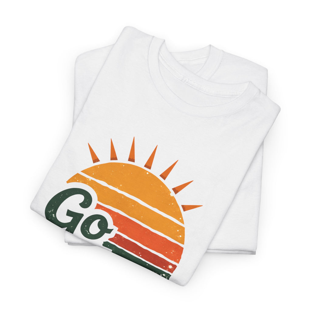 Adventure T-Shirt — "Go Explore More" Retro Sunrise Graphic