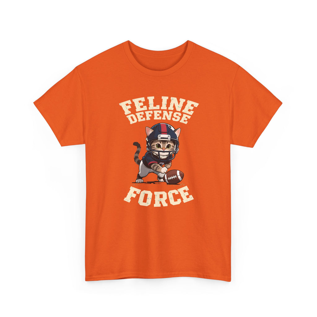 Feline Defense Force T-Shirt — Cute Football Cat Tee for Cat Lovers & Sports Fans