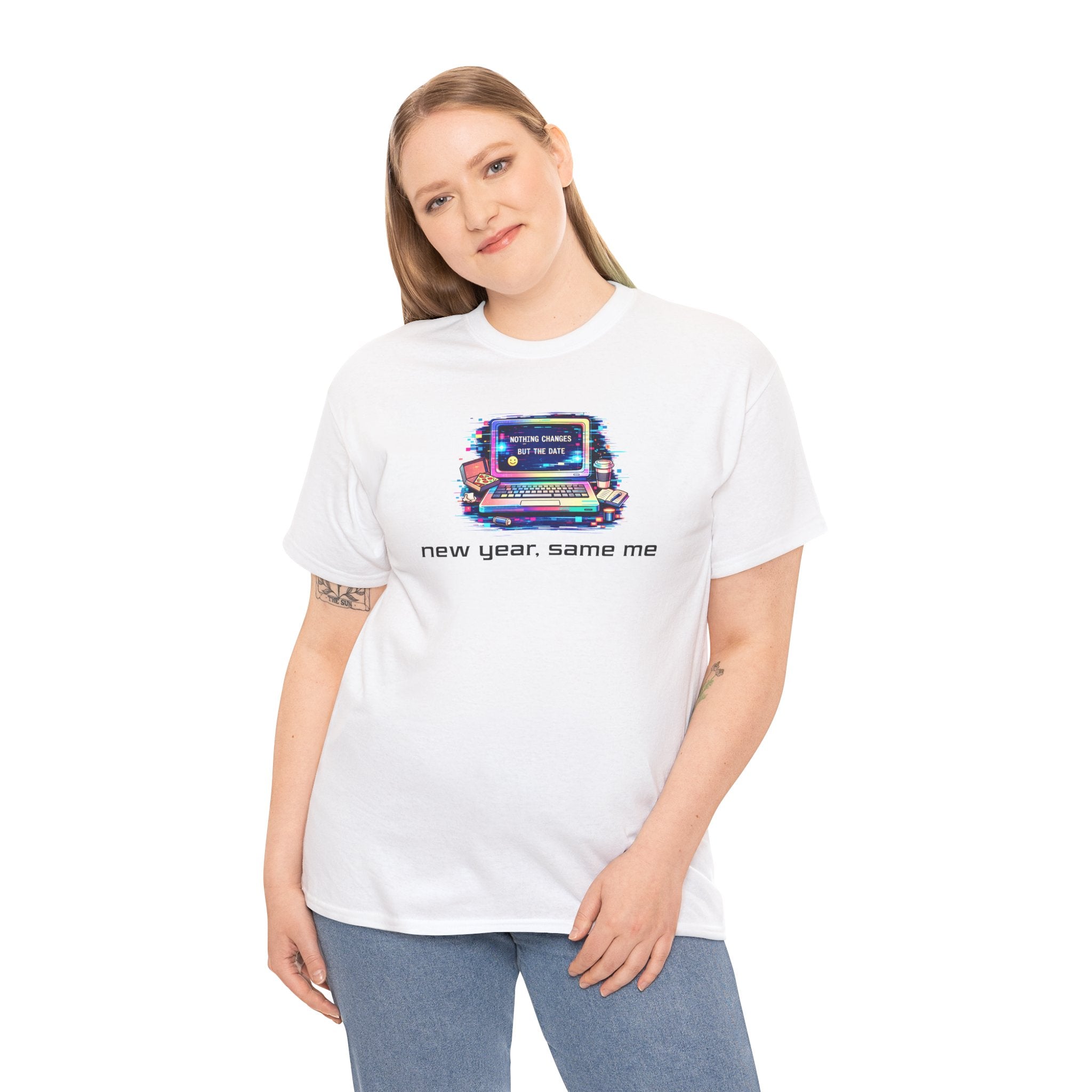 New Year Same Me T‑Shirt — Retro Computer Graphic Tee