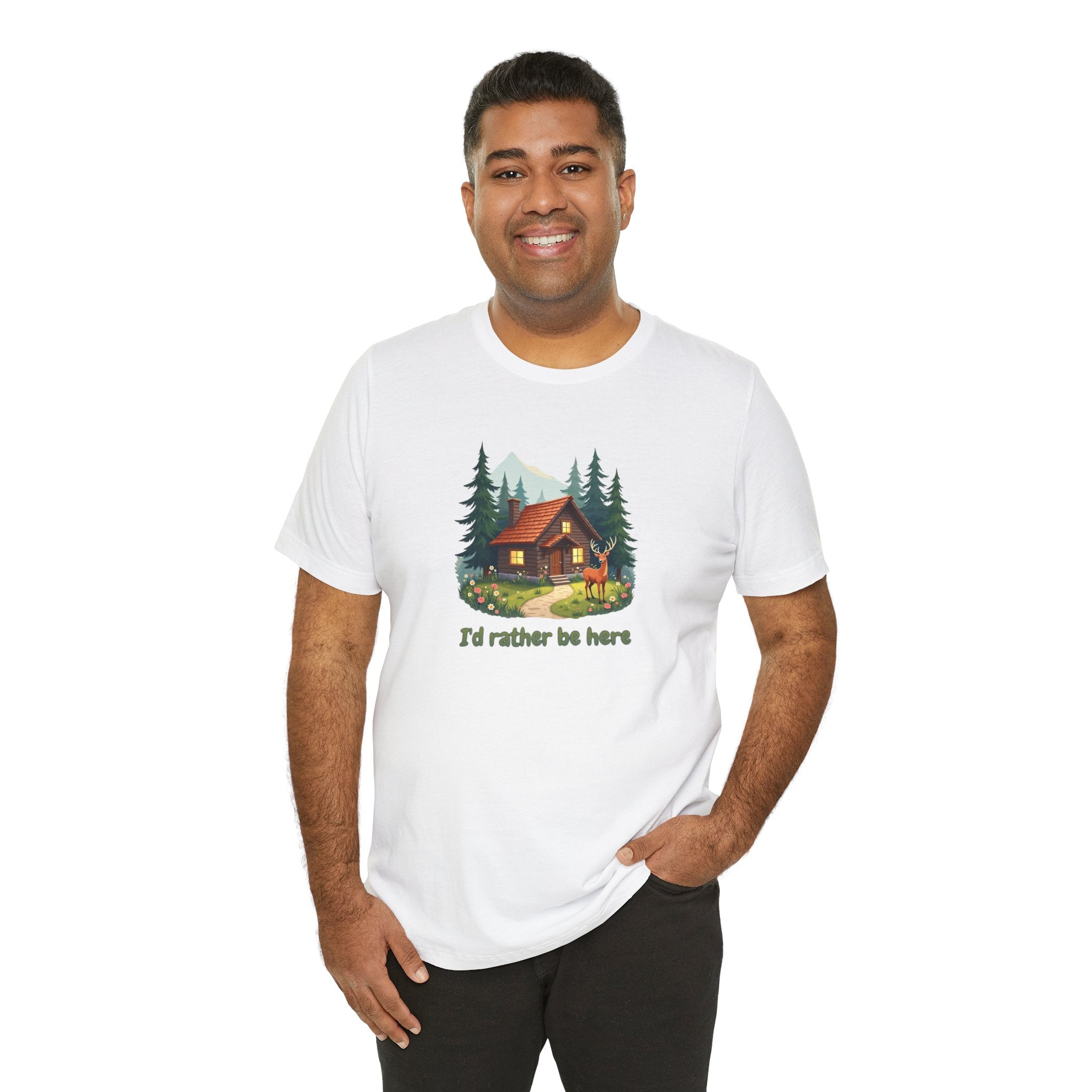 Cabin Escape T-Shirt — 'I'd Rather Be Here' Outdoors Tee