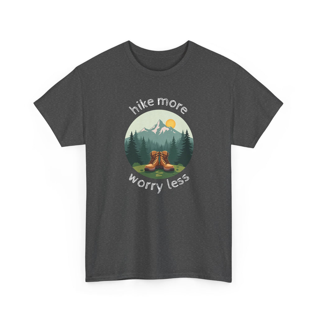 Hike More Worry Less T-Shirt — Nature Hiking Graphic Tee