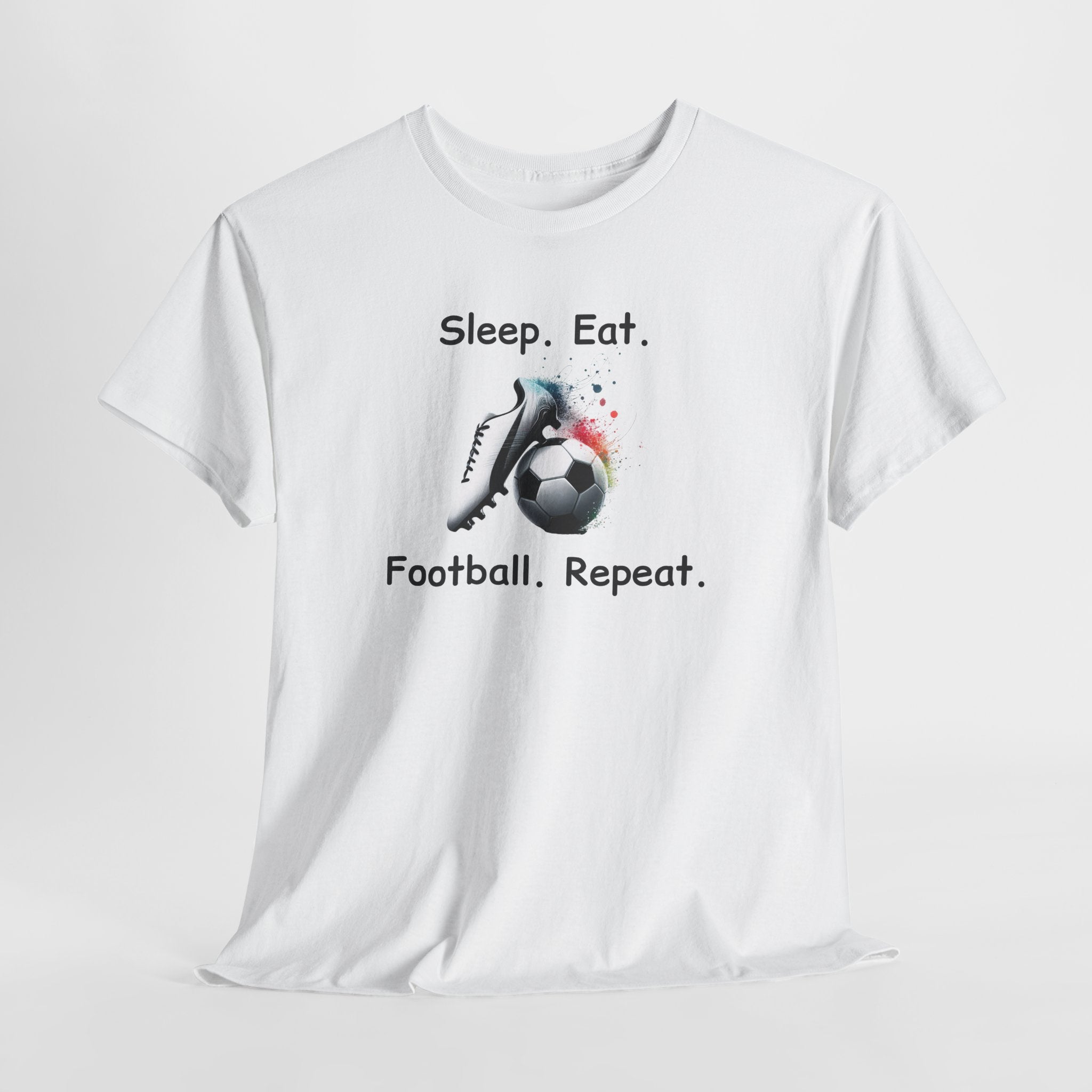 Football Soccer T-Shirt — "Sleep. Eat. Football. Repeat." Youth & Adult Crew Tee
