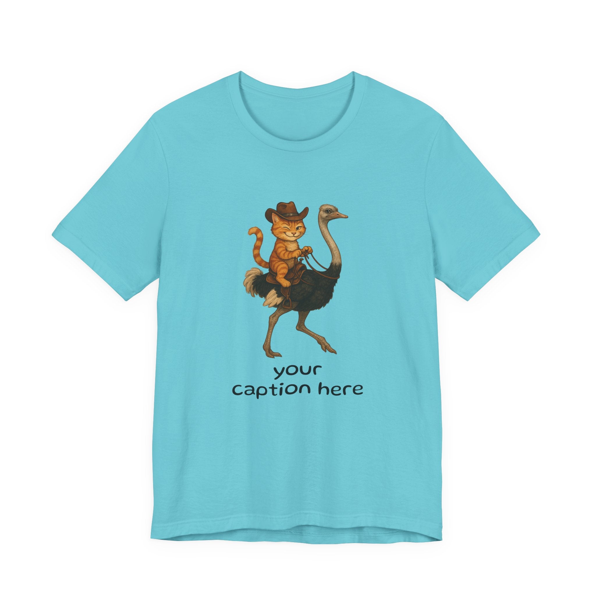 Cat Cowboy Riding Ostrich T-Shirt – Whimsical Western Animal Tee