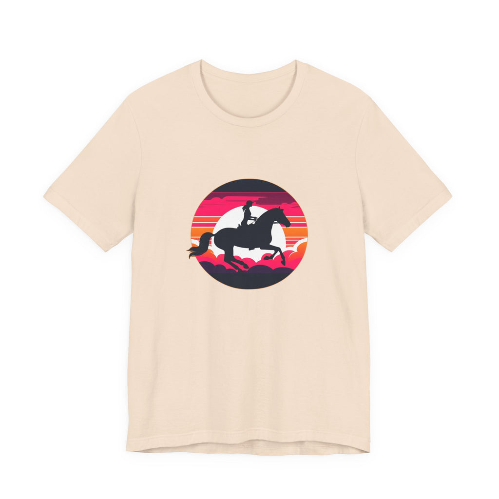 Woman Horse Riding Retro Sunset Tee